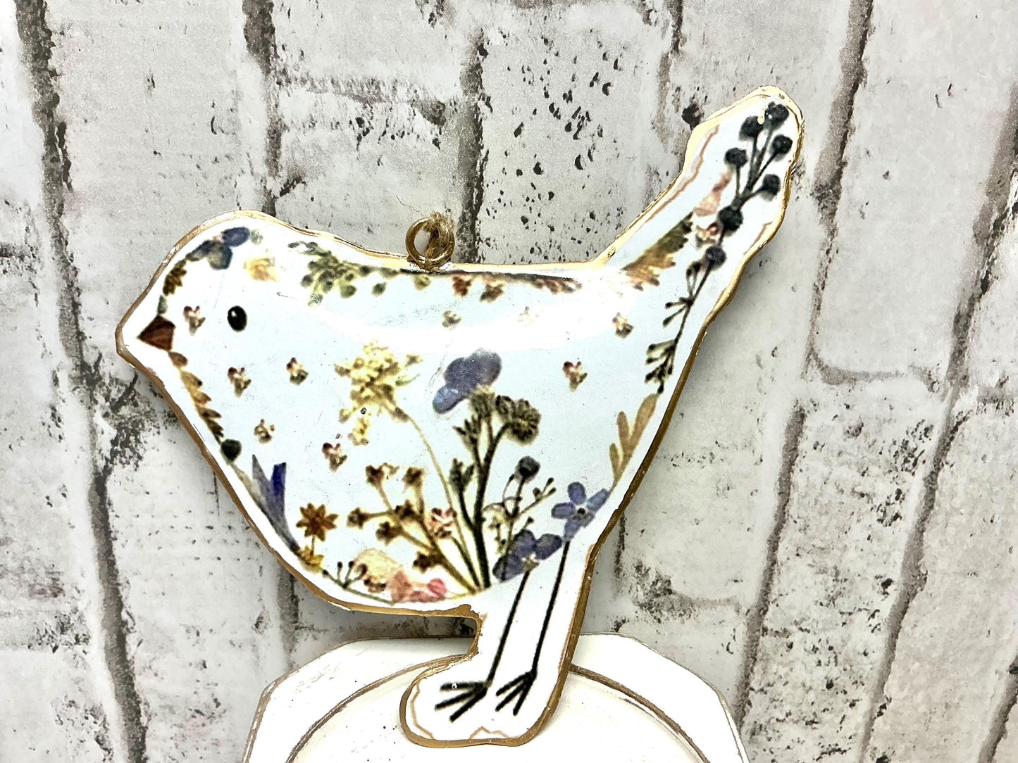 Hanging Metal Floral Bird, 6”x5”, MT25497
