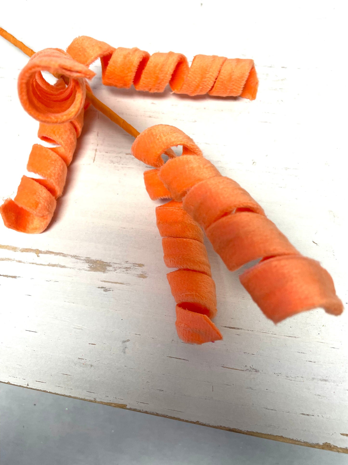 Orange velvet curly spray, 63388OR, orange curly spray, spring curly spray, Easter spray, spring spray, summer spray, fall spray