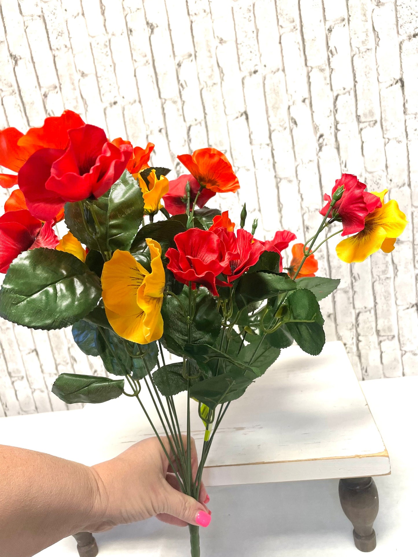 Satin pansy bush, 35103RDYWOR, orange pansy bush, pansy bush, fall pansy bush, spring bush, summer bush