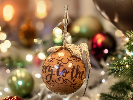 Glory to the Newborn King, rustic Christmas ornament
