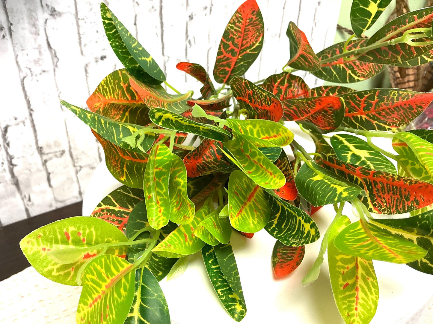 Artificial Croton Bush, 14”, UV Protective, MTF23282