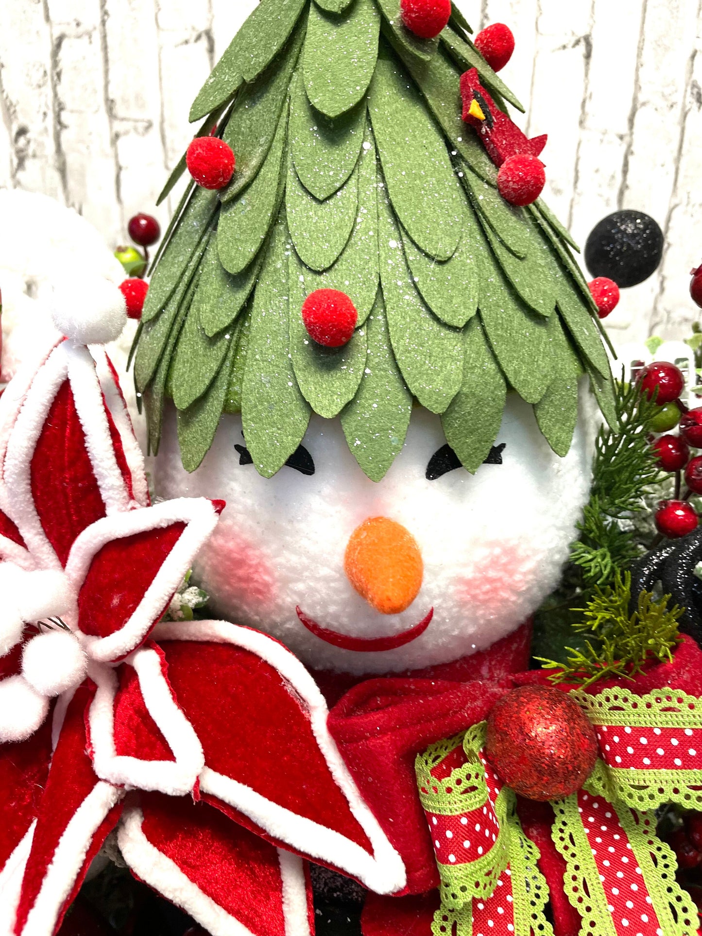 Snowman tree topper, Christmas tree topper, black hat tree topper, snow theme tree topper, Christmas decor, shipping included