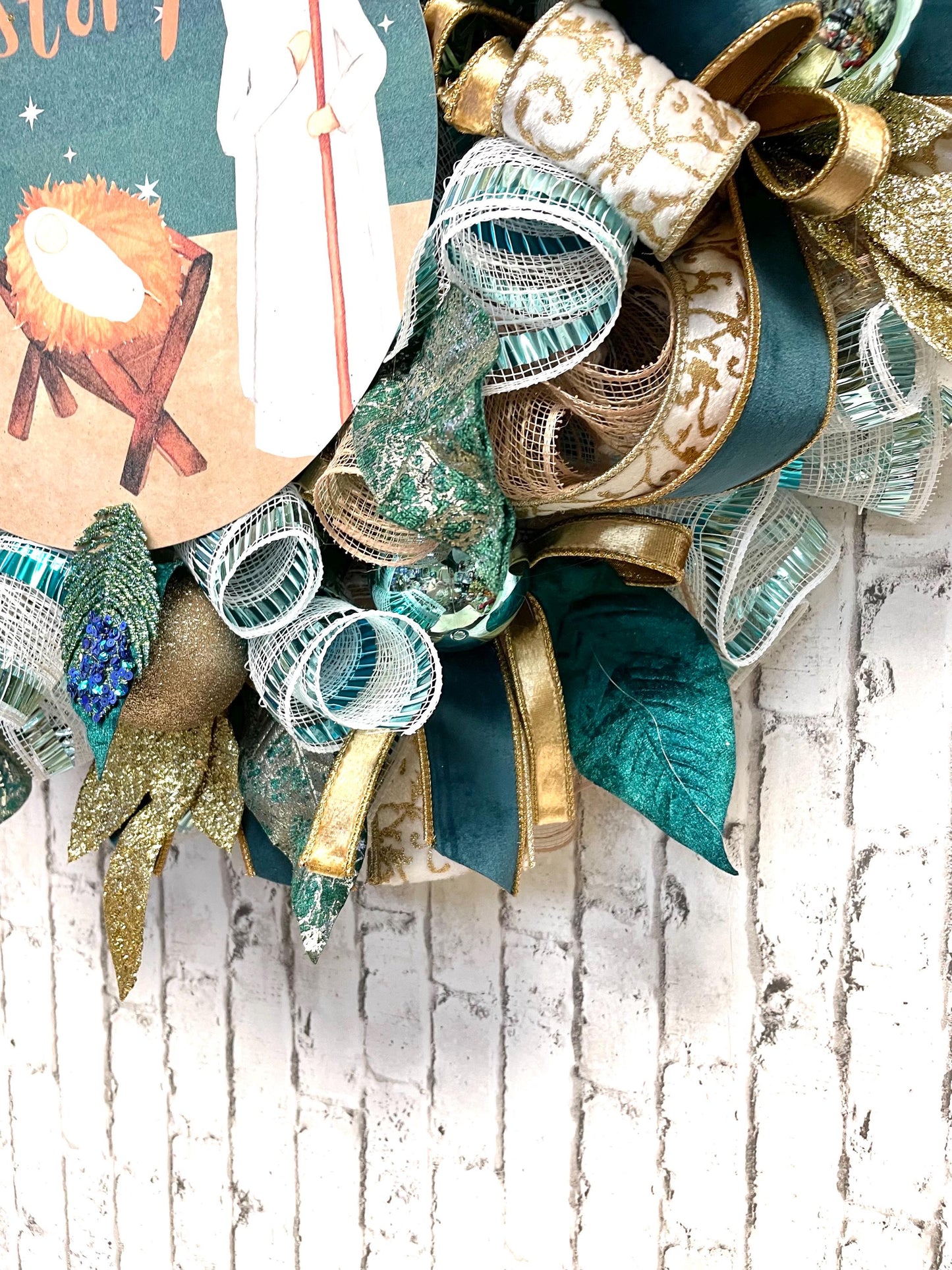 Christmas wreath, Nativity Christmas wreath, Nativity Christmas decor, religious Christmas wreath, religious wreath, free shipping