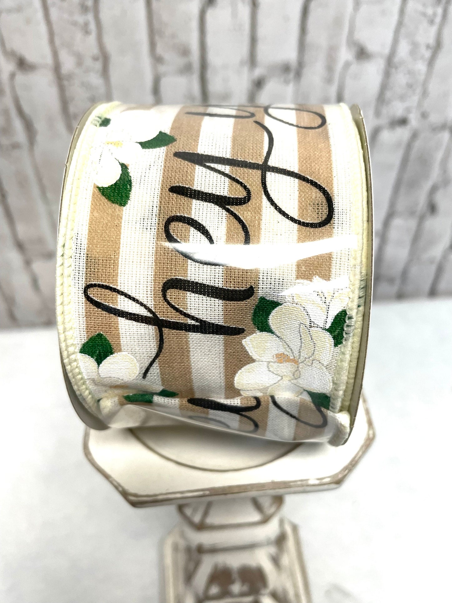 magnolia ribbon, RGA1555A2, hey yall ribbon, everyday magnolia ribbon, striped magnolia ribbon