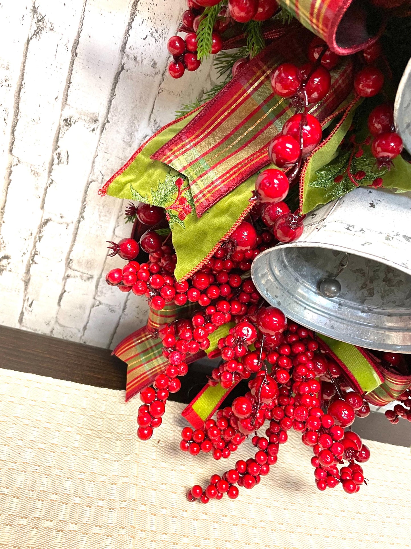 Big and incharge  XXL Christmas traditional country vintage bells and berries swag,  Christmas swag,  country swag, free shipping.