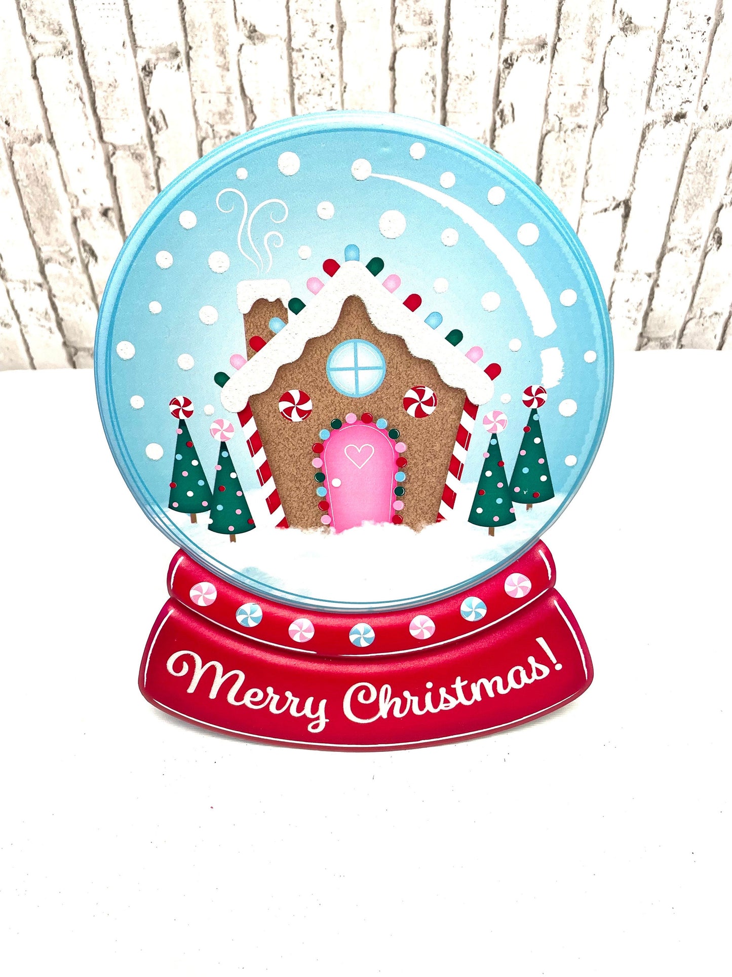 Merry Christmas snow globe wreath sign, AP07826, Christmas wreath sign, Christmas sign, snow globe sign
