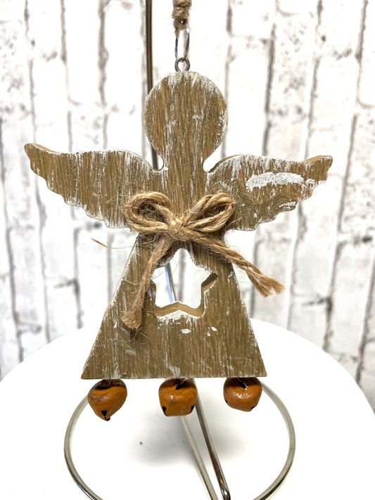 wood angel Christmas ornament or wreath attachment