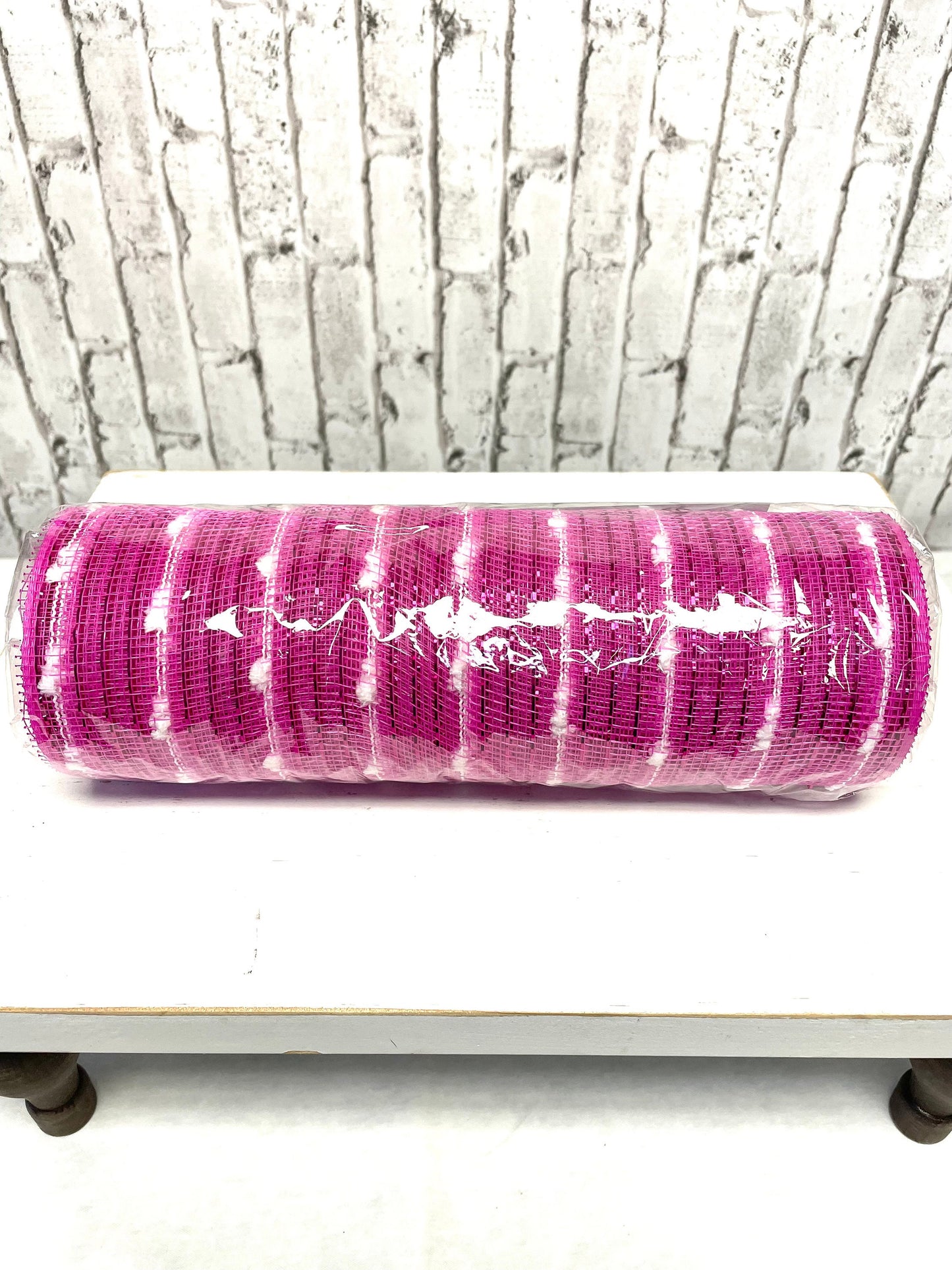 Hot pink mesh, RY820064, hot pink puff ball mesh