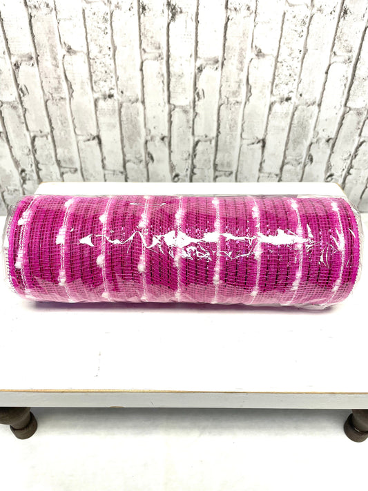 Hot pink mesh, RY820064, hot pink puff ball mesh