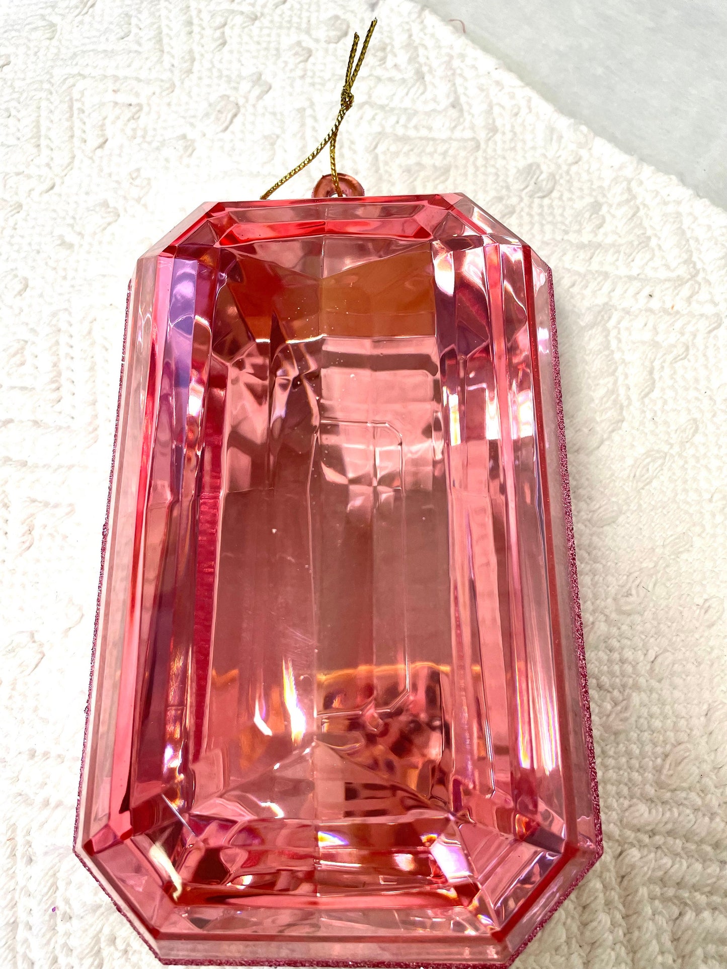 8 inch pink jewel, pink rectangular jewel, med pink jewel