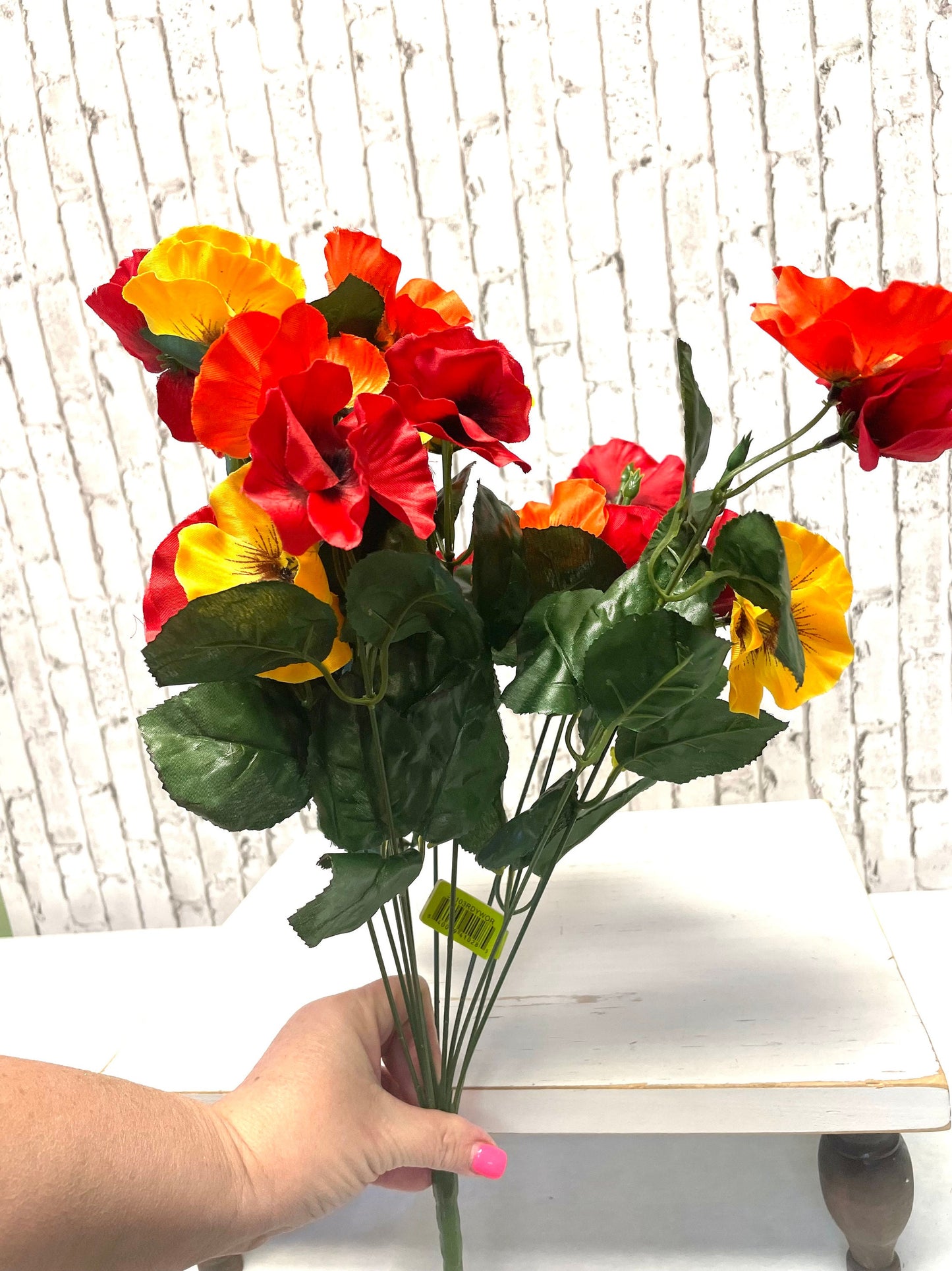Satin pansy bush, 35103RDYWOR, orange pansy bush, pansy bush, fall pansy bush, spring bush, summer bush