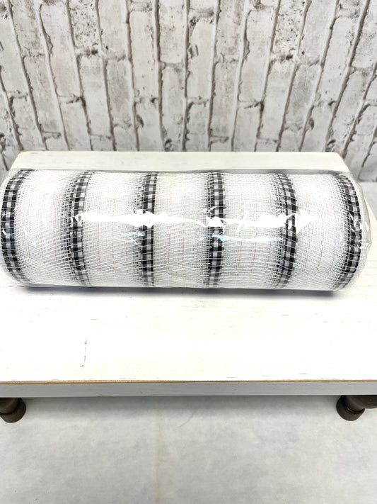 White mesh with black white check stripes, RY8900HF, white black mesh