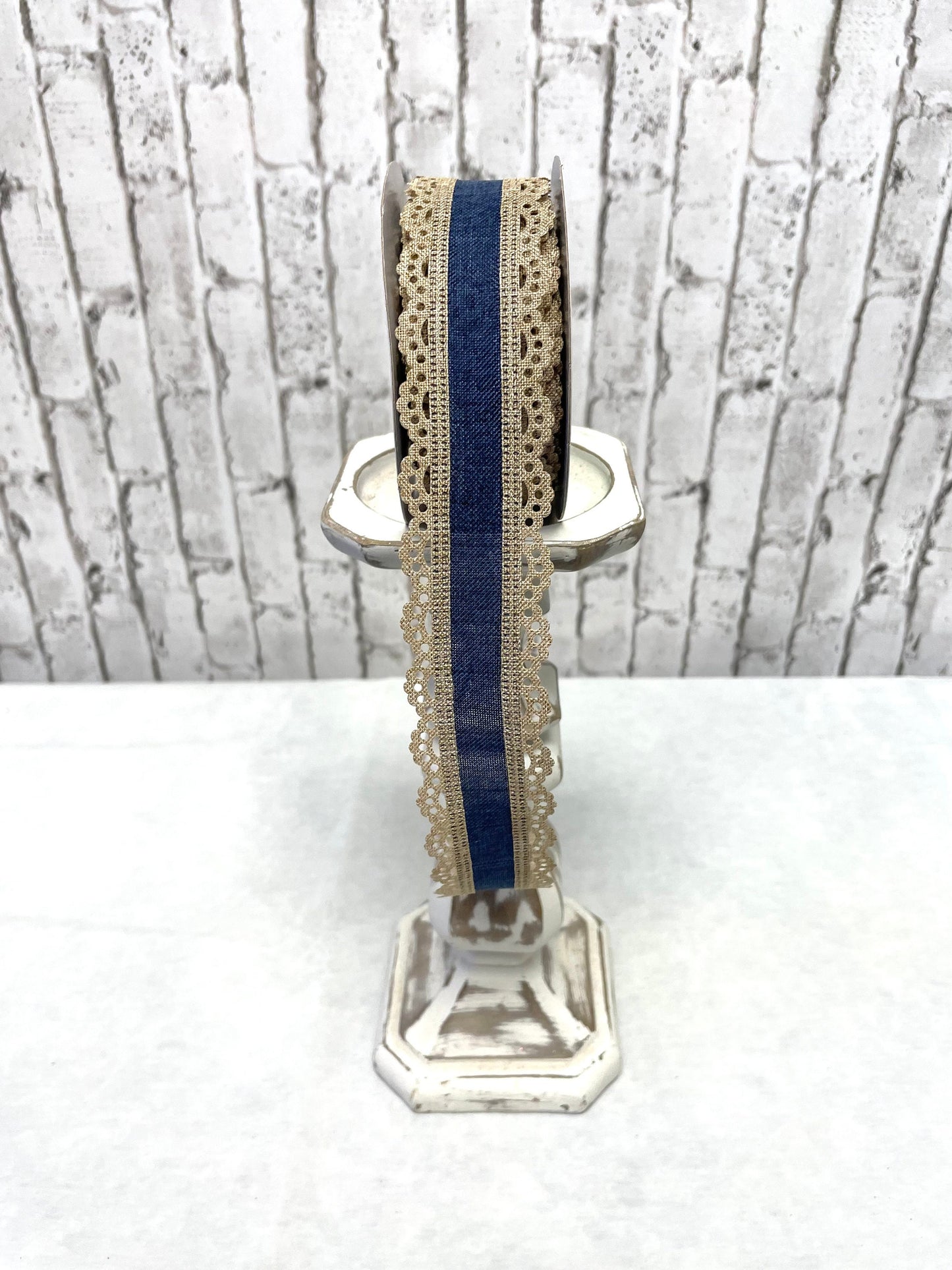 Everyday ribbon, RGA1541K6, denim royal burlap with scalloped edge ribbon, spring ribbon, summer ribbon, fall ribbon