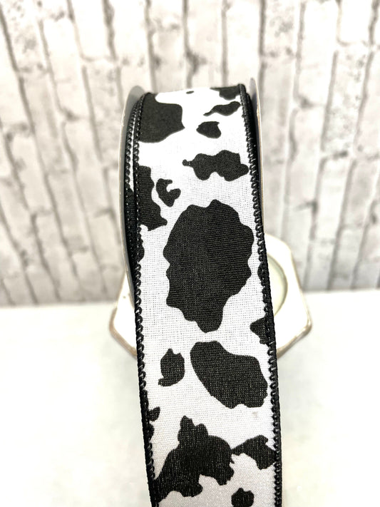 Black and white cow print ribbon, RGB137602