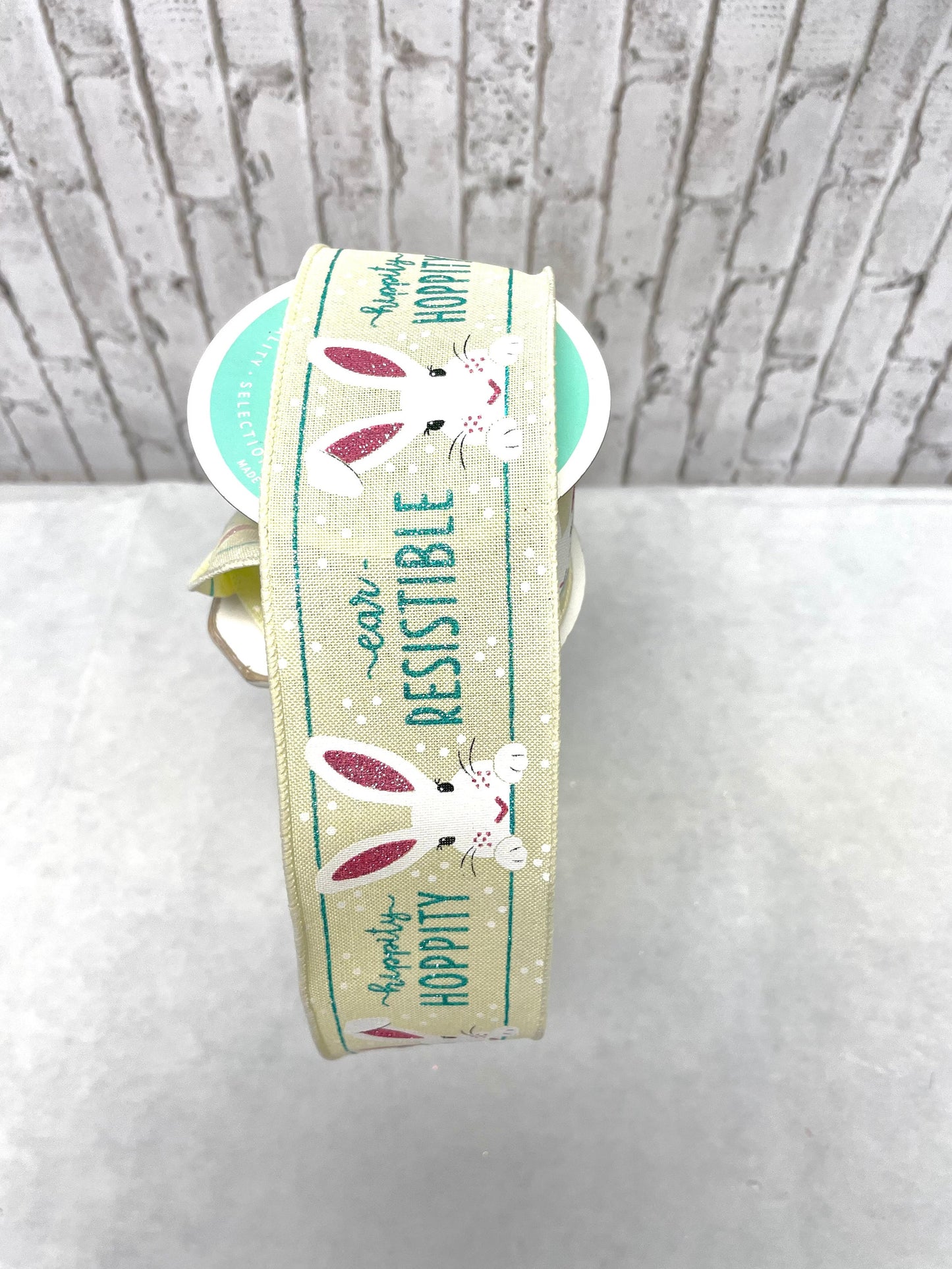 Easter ribbon, RGC11491T, yellow bunny ribbon, Easter bunny ribbon, spring ribbon, ear resistible ribbon