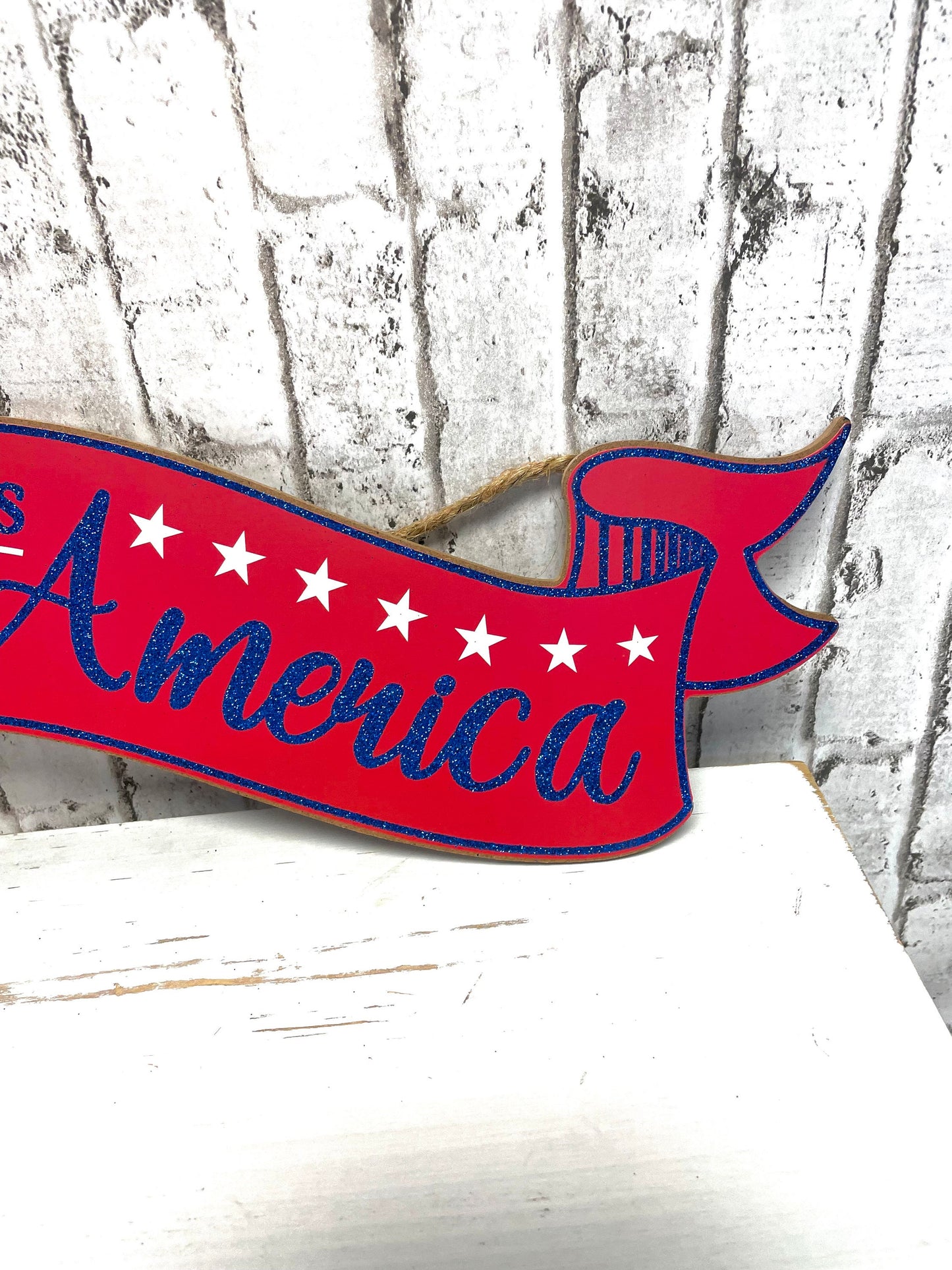American banner sign, AP8866, wooden American sign, patriotic sign, summer sign