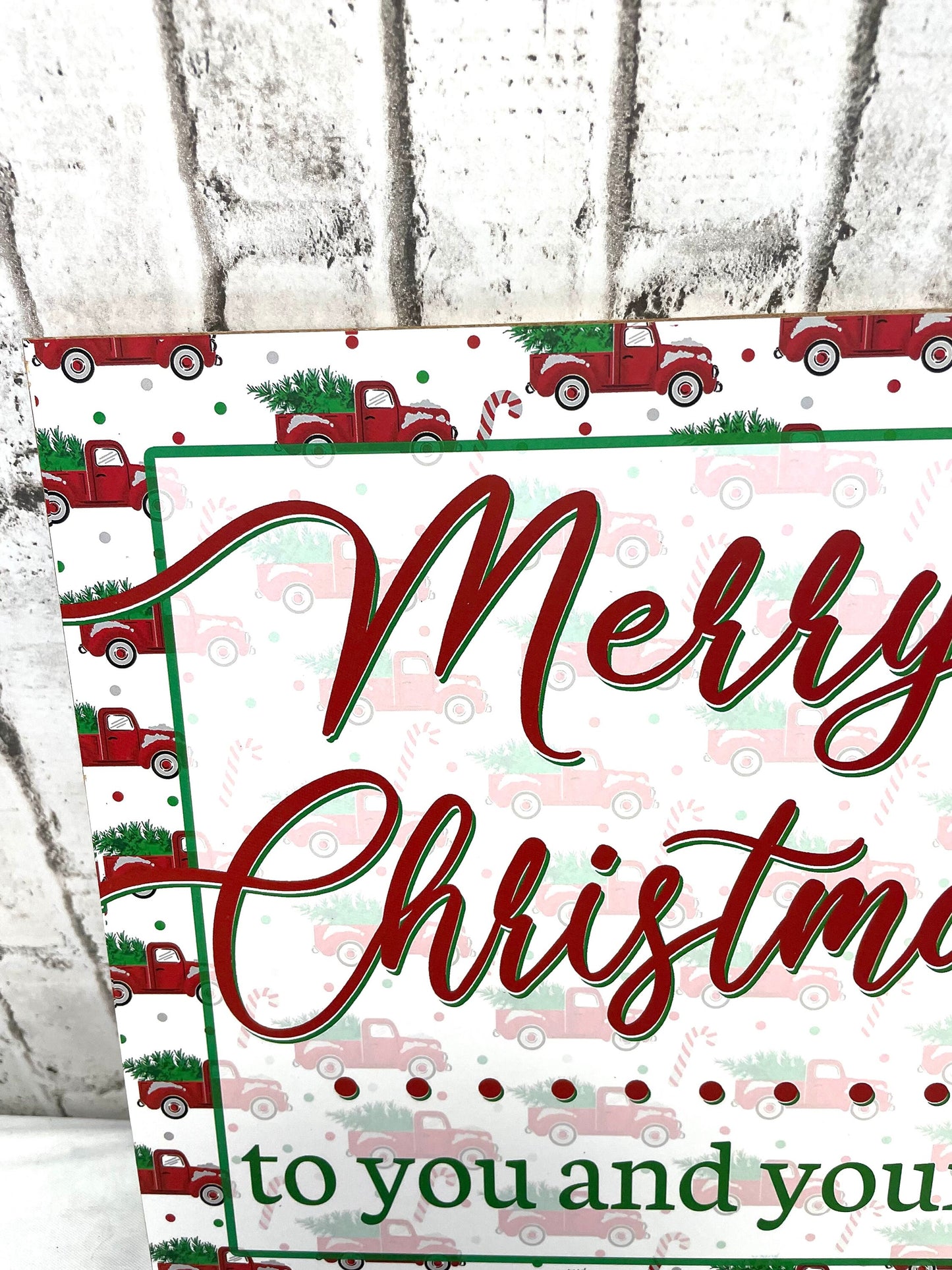 Christmas wreath sign, AP7010, red truck wreath sign
