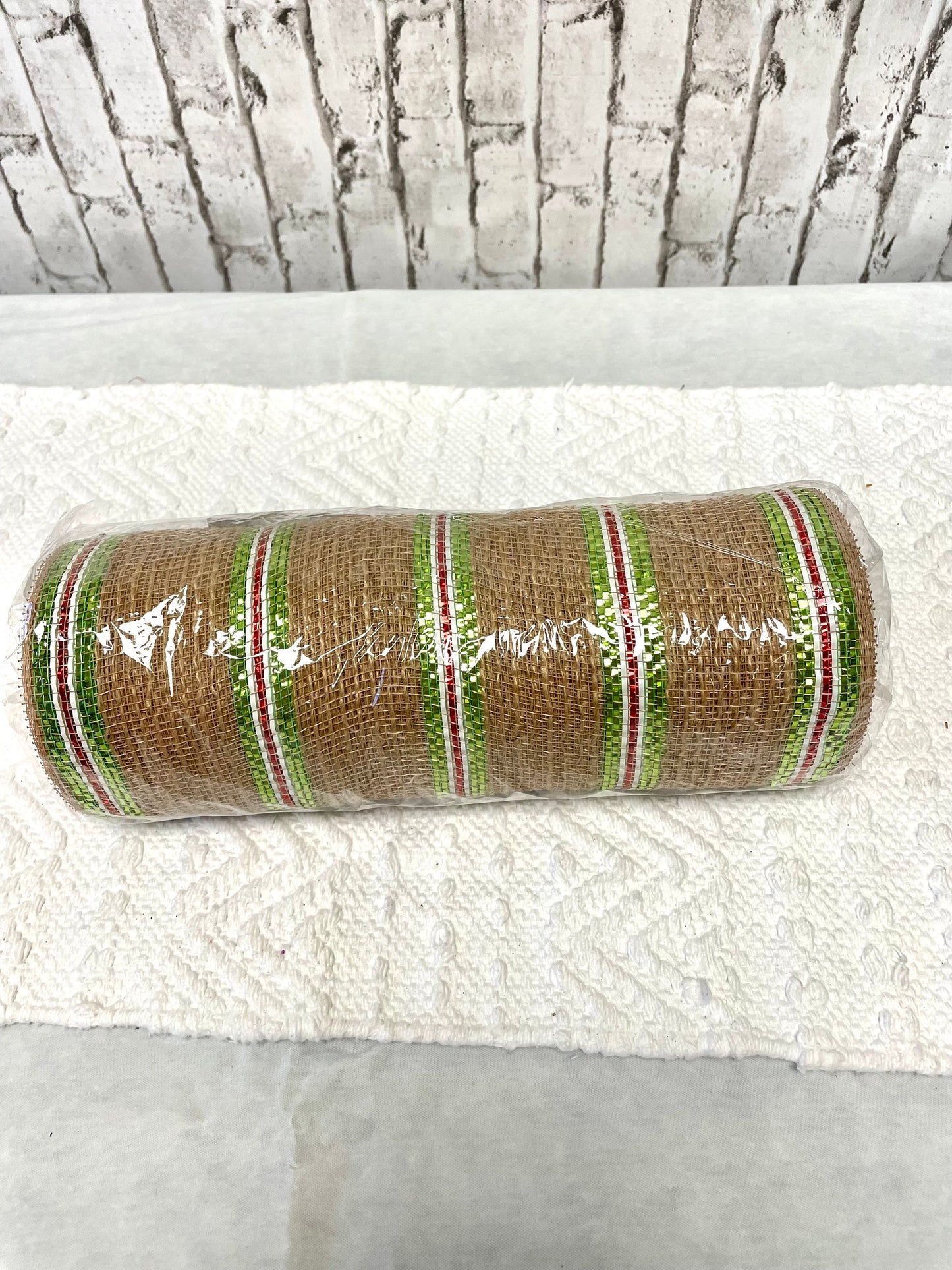 Burlap mesh with lime and white stripes, RY8016A6