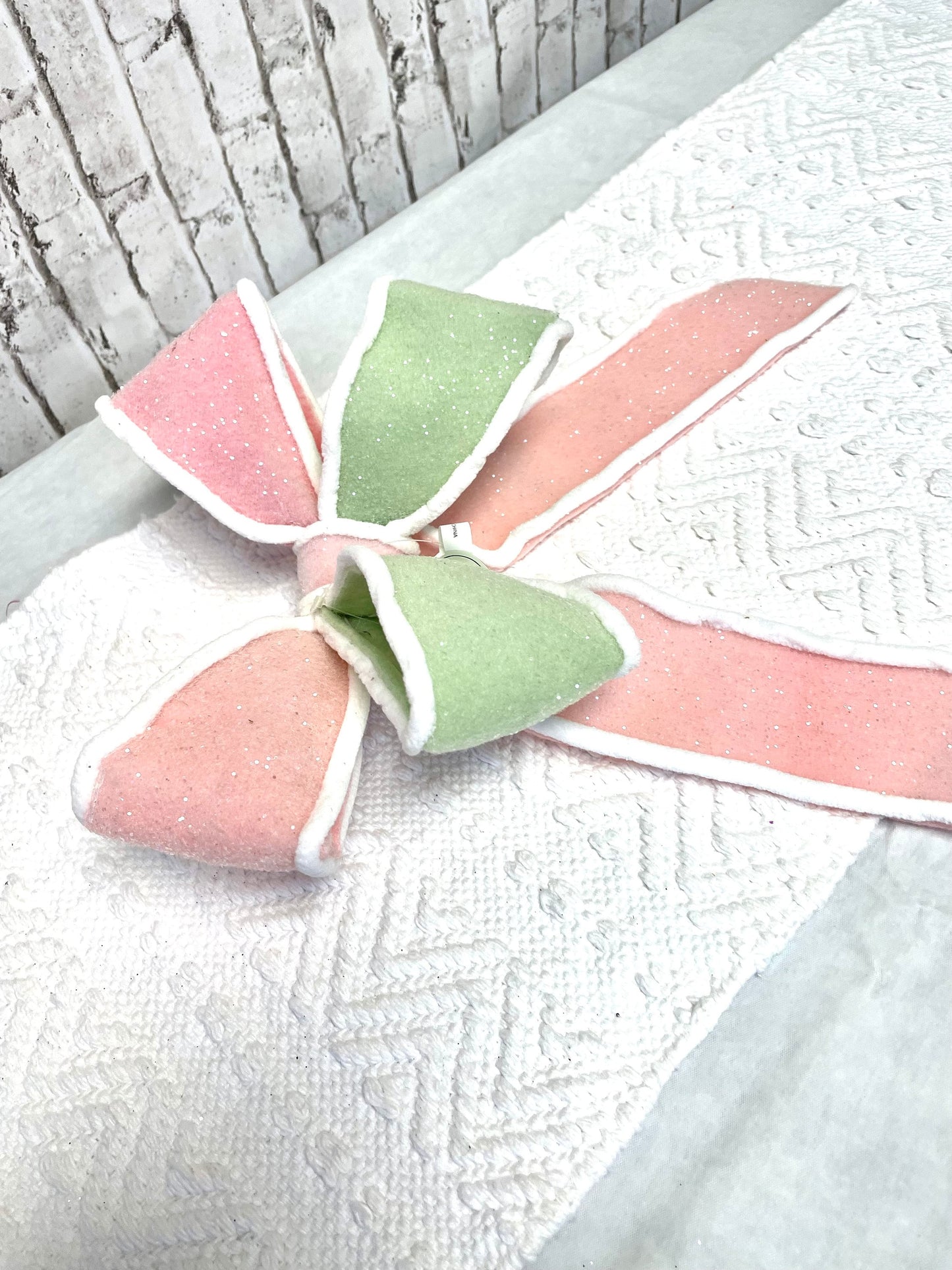 Pastel bow, premade bow, mint pink bow, MTX68866