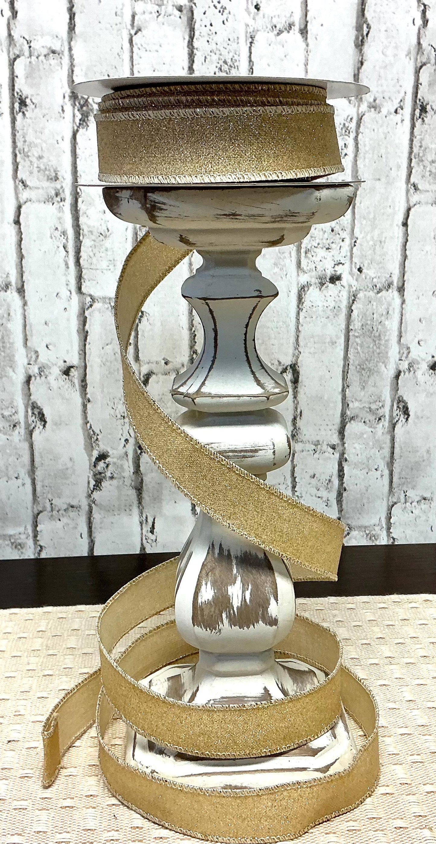 Light Gold Shimmer Ribbon, 7/8” x 10YD, Wired, RGE7380YH