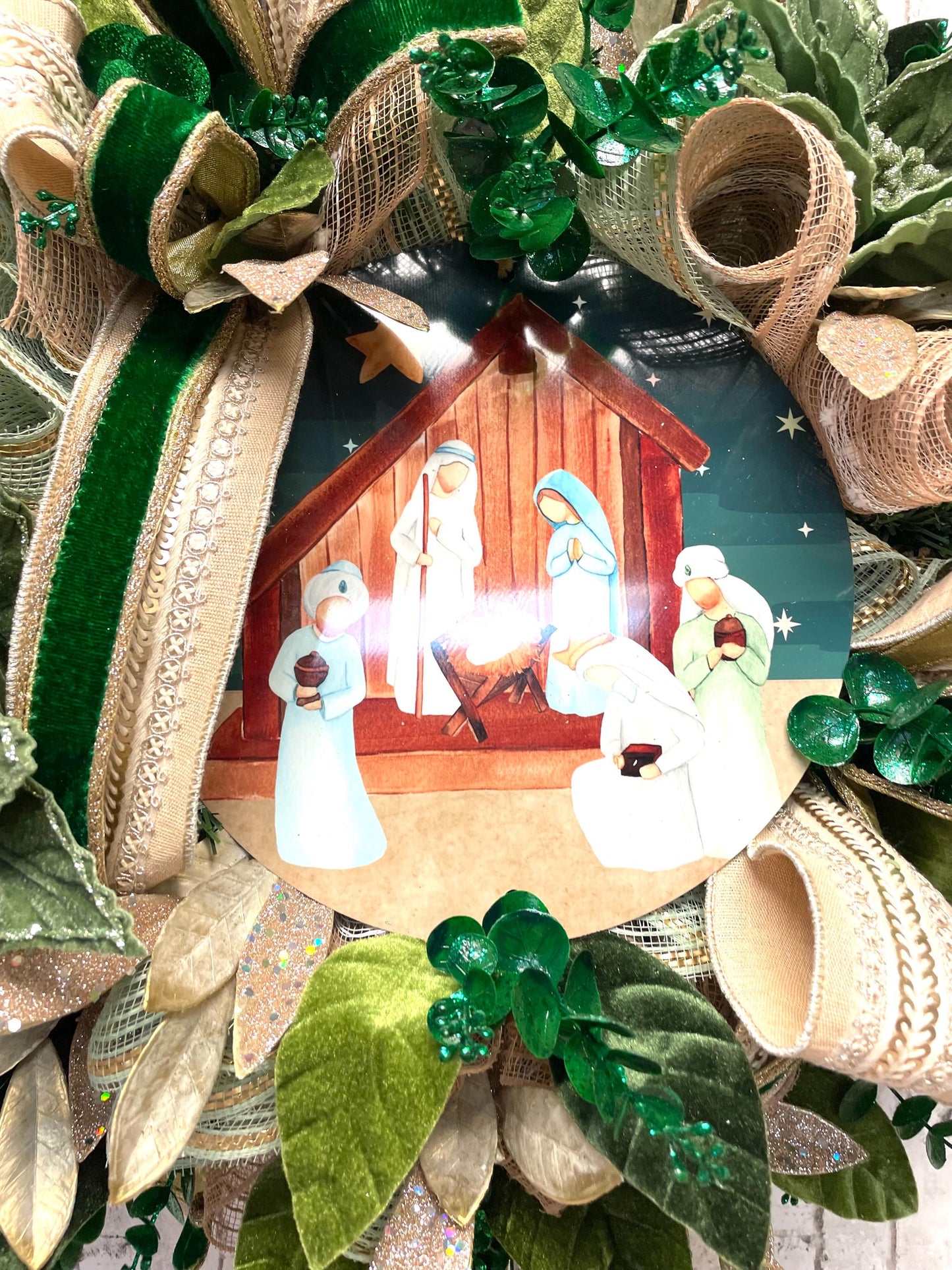 Nativity wreath, Christmas Nativity wreath, religious wreath, Christmas decor, religious decor, Christmas religious decor, shipping included