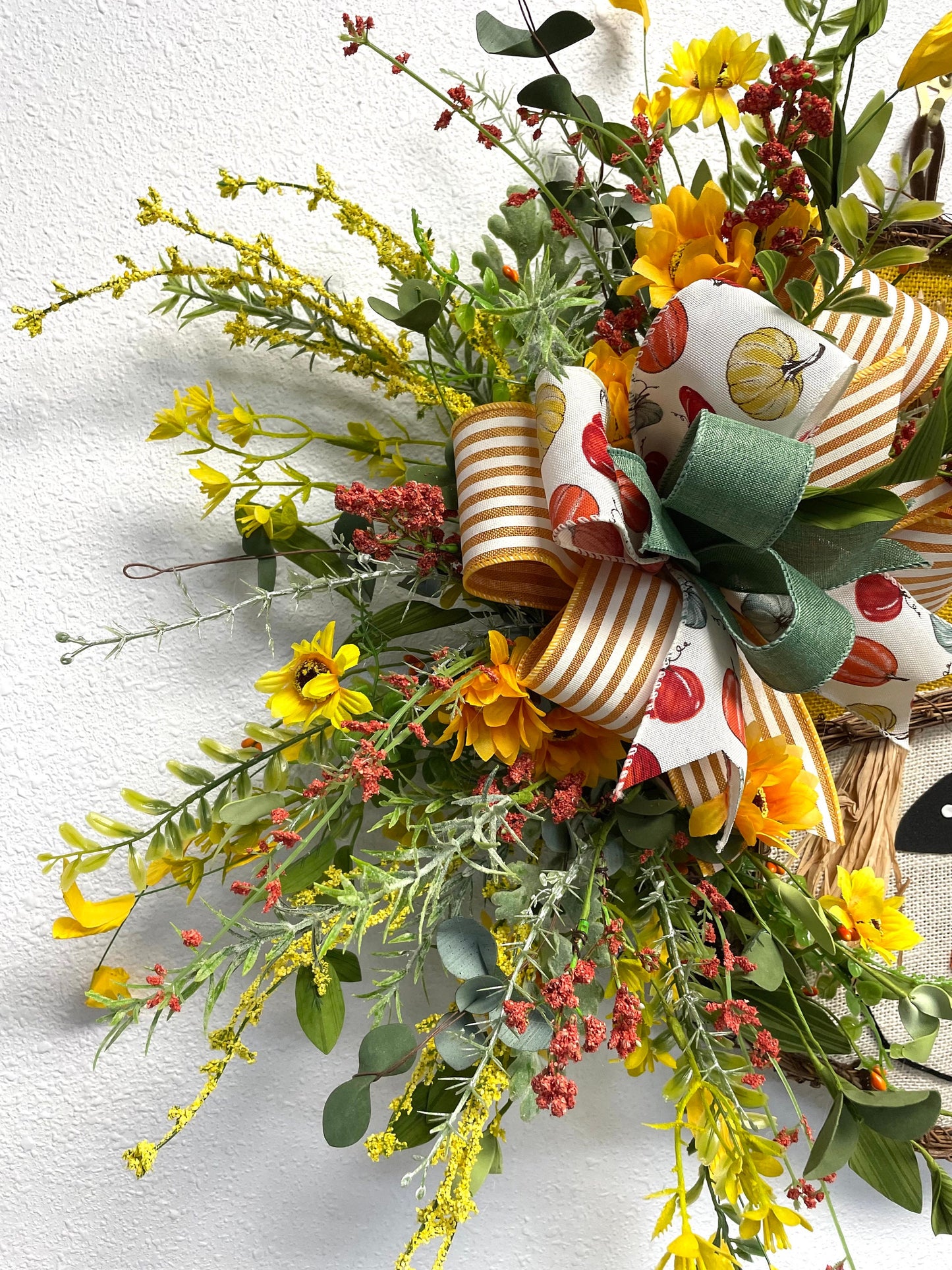 Fall wreath, scarecrow wreath, grapevine wreath, fall grapevine wreath, fall door hanger, scarecrow door hanger, shipping is included