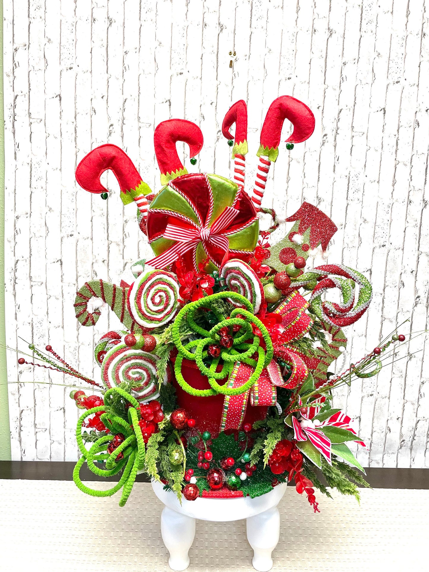 Christmas treetopper, elf treetopper, whimsical treetopper, elf decor, Christmas centerpiece, Christmas decor, free shipping.