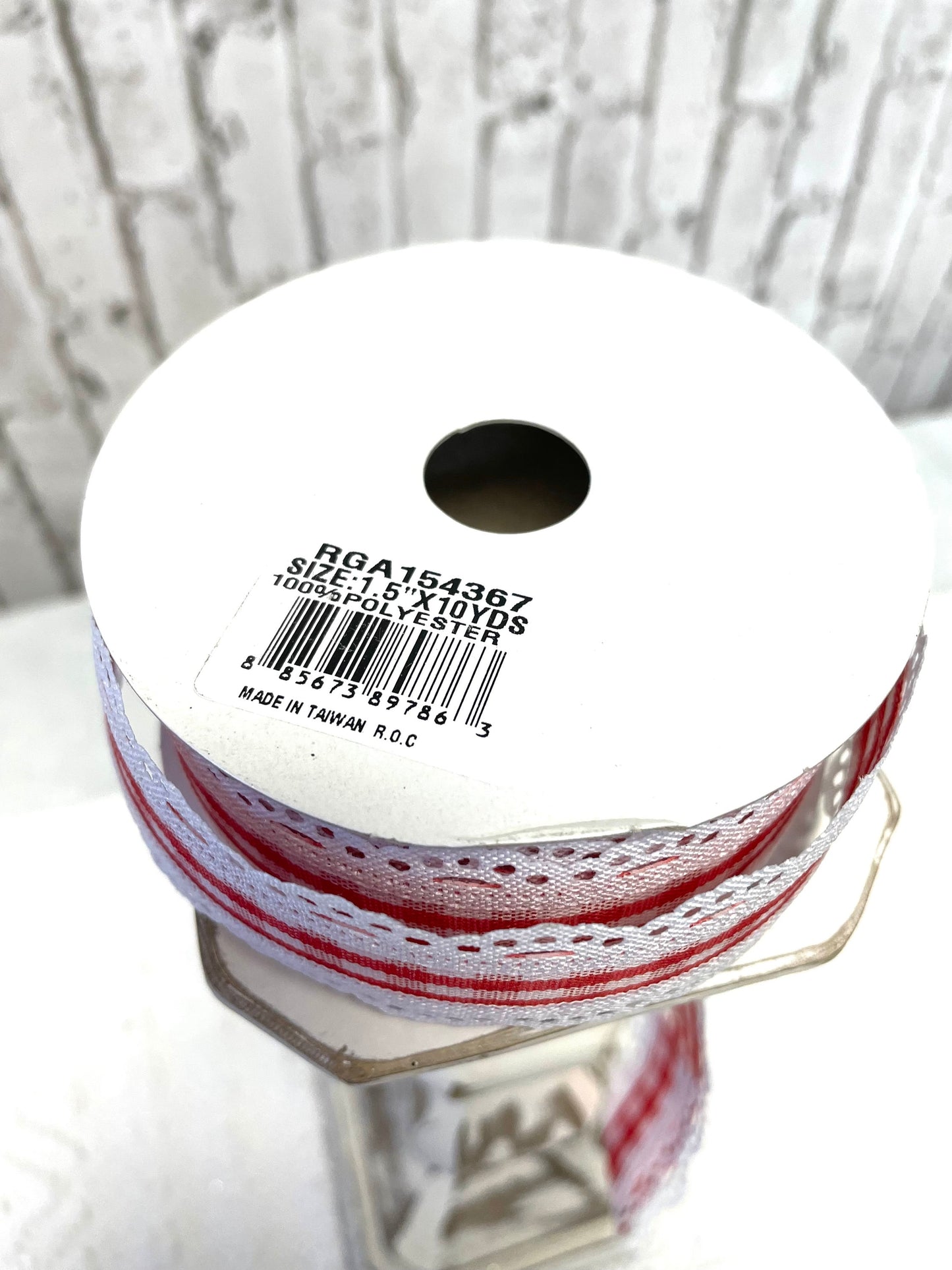 Christmas ribbon, everyday ribbon, RGA154367, red check ribbon, lace trim ribbon, farmhouse ribbon, rustic ribbon, country ribbon