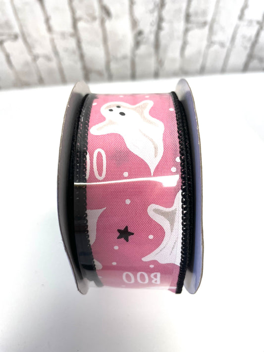 pink ghost Halloween ribbon, RGE181522,  ghost ribbon, pink Halloween ribbon