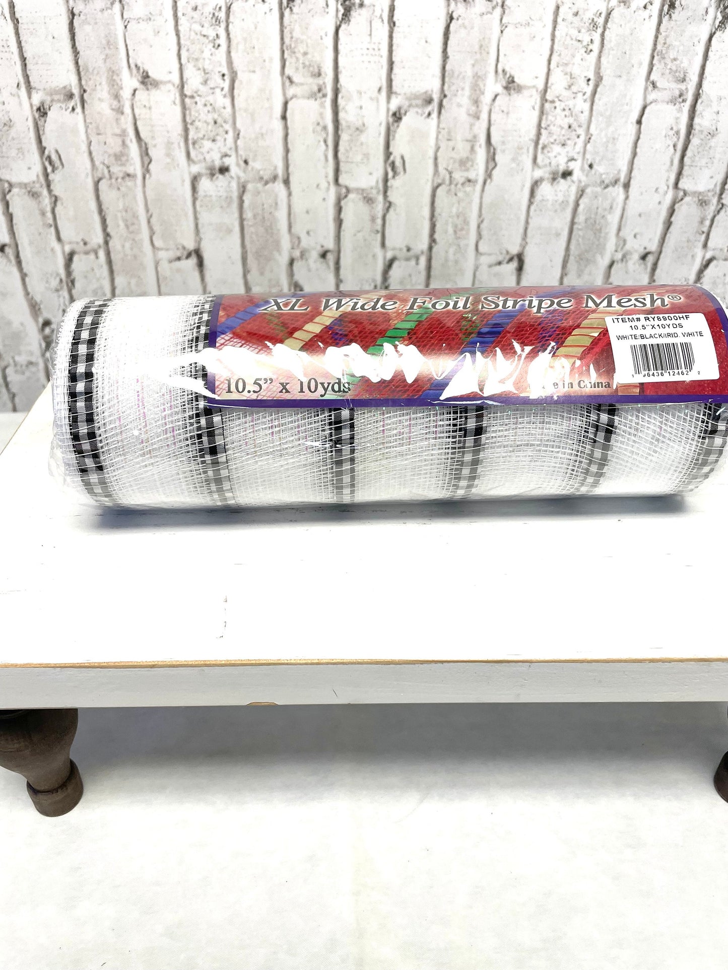 White mesh with black white check stripes, RY8900HF, white black mesh