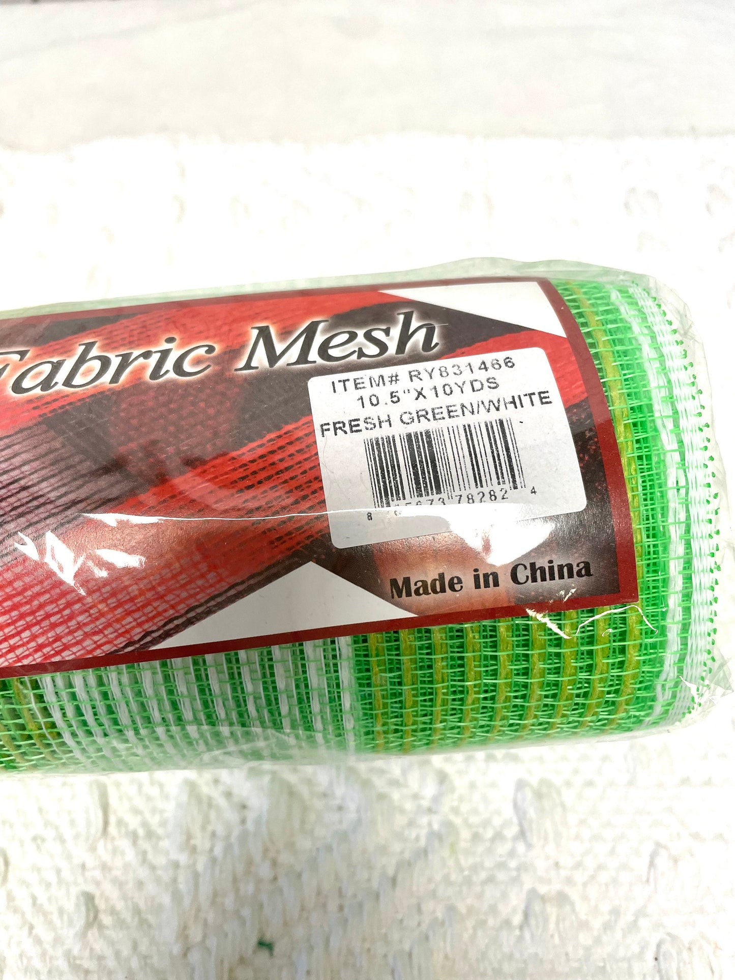 RY831466, jute mesh, fresh green white wide striped mesh, Halloween mesh, everyday mesh, Christmas mesh