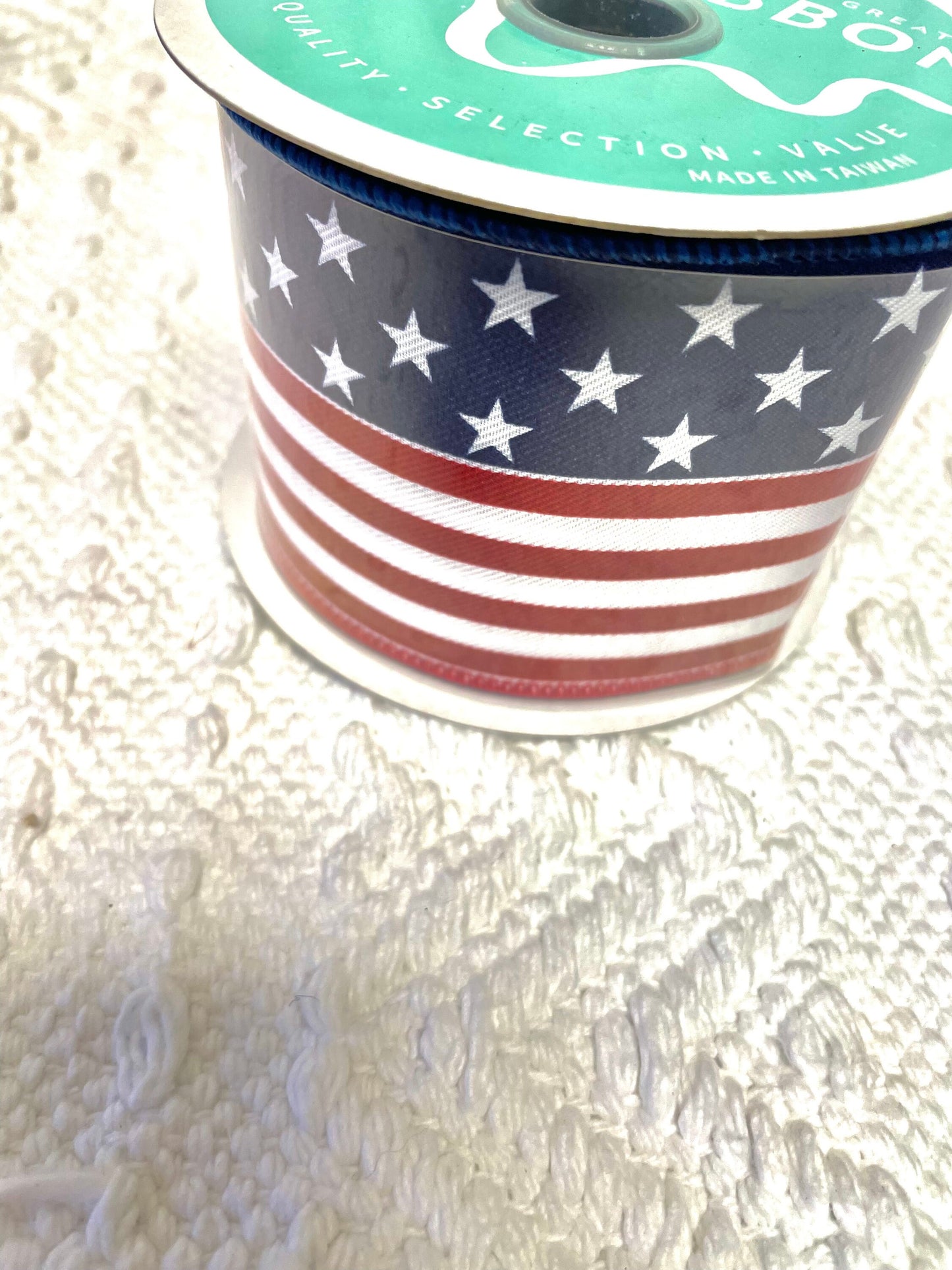 Patriotic ribbon, flag ribbon, 2.5 flag ribbon, 2.5 patriotic ribbon, wired patriotic ribbon, RG1837A1