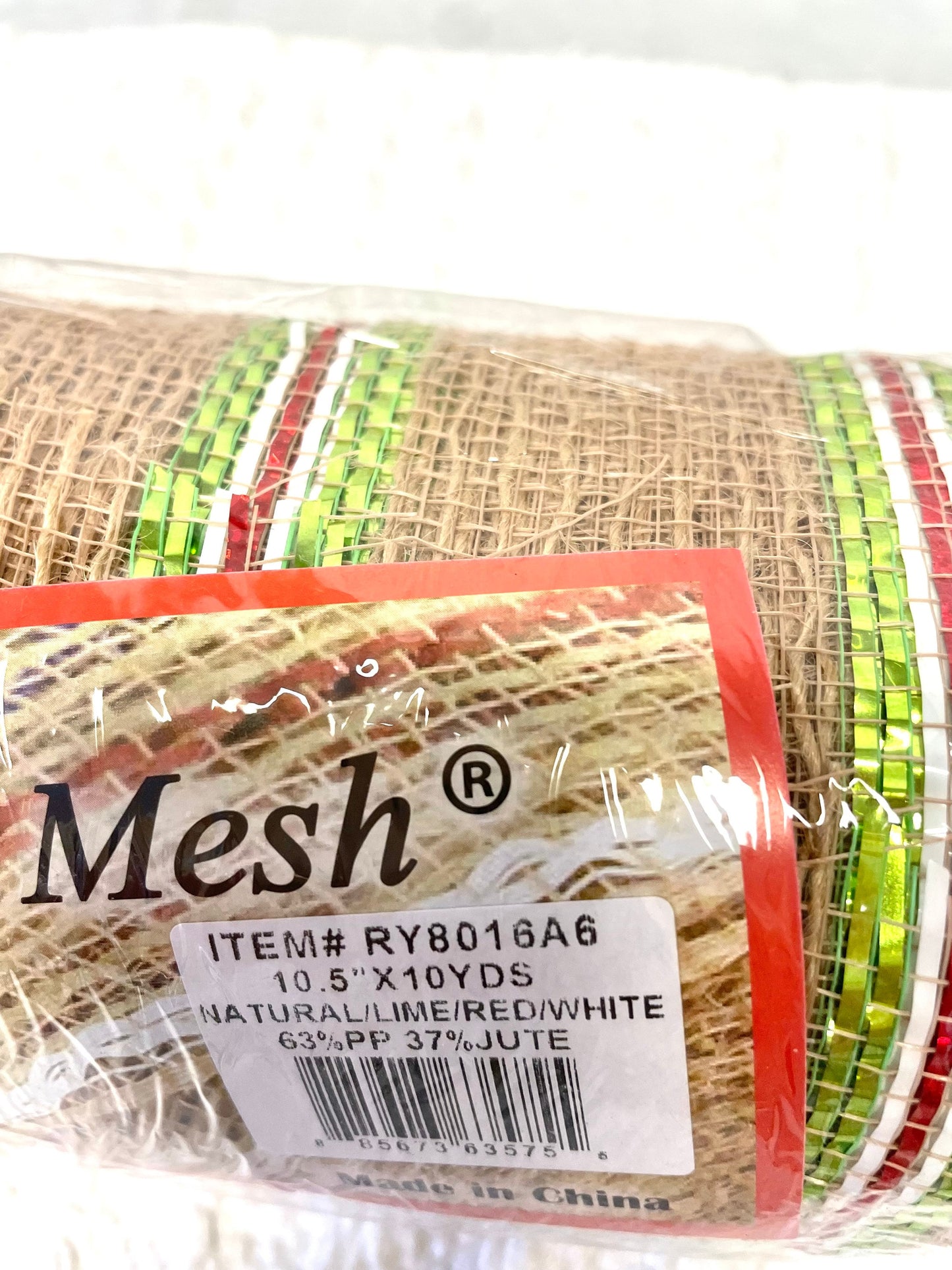 Burlap mesh with lime and white stripes, RY8016A6