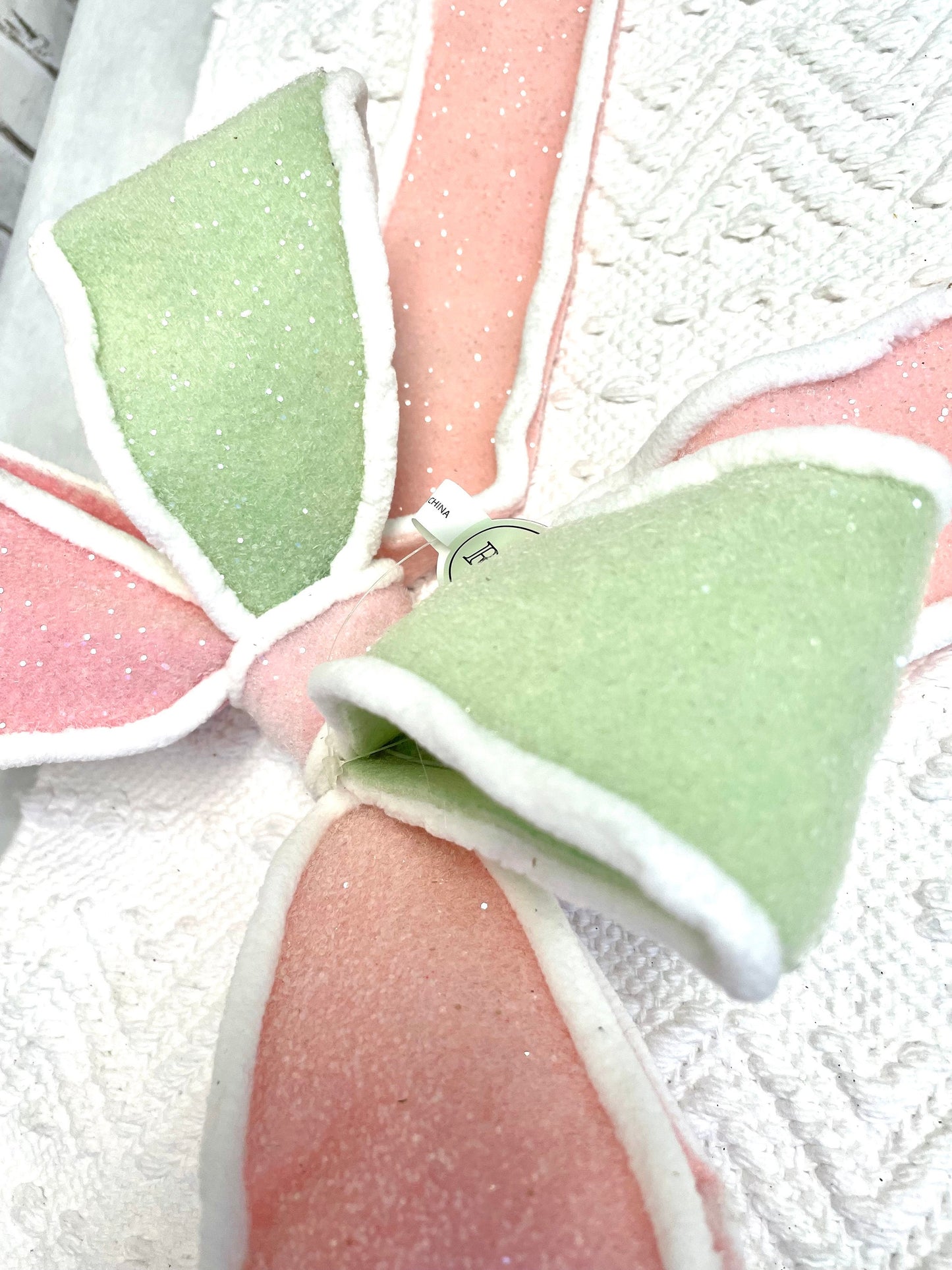 Pastel bow, premade bow, mint pink bow, MTX68866