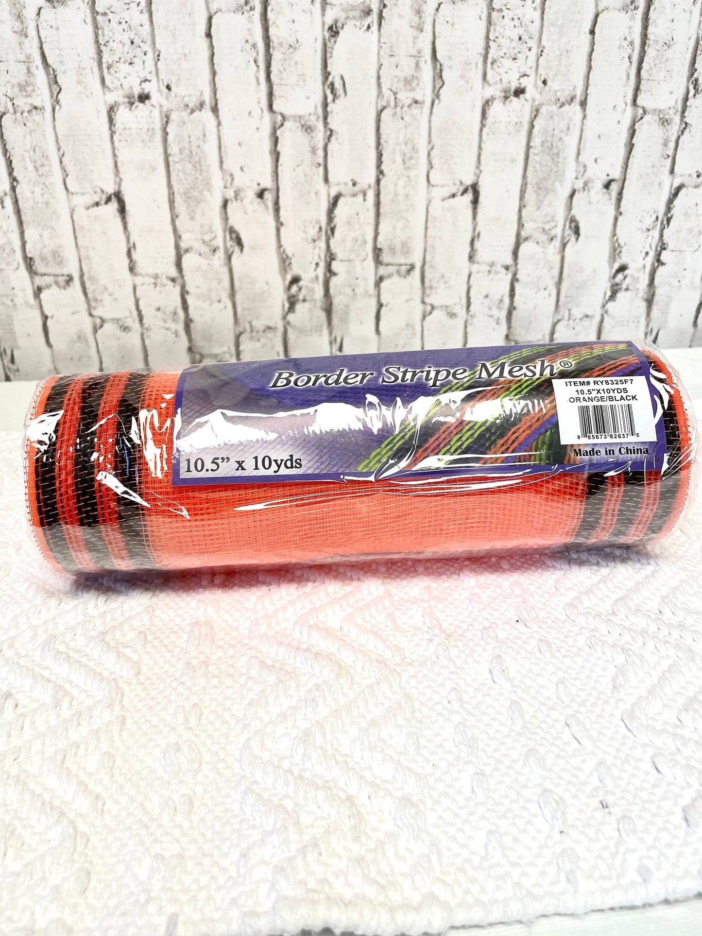 RY8325F7,  orange black border striped mesh