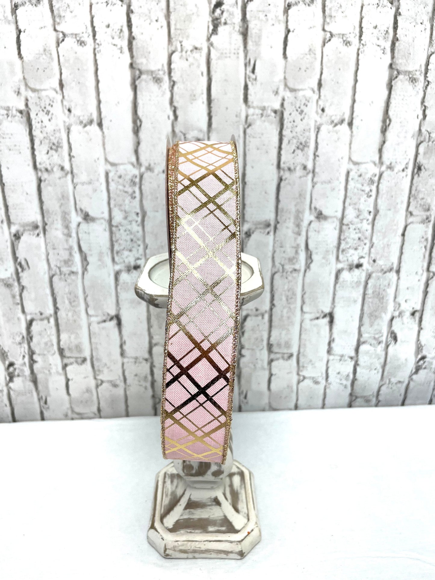 pink gold diagonal striped ribbon, RGE1673T7