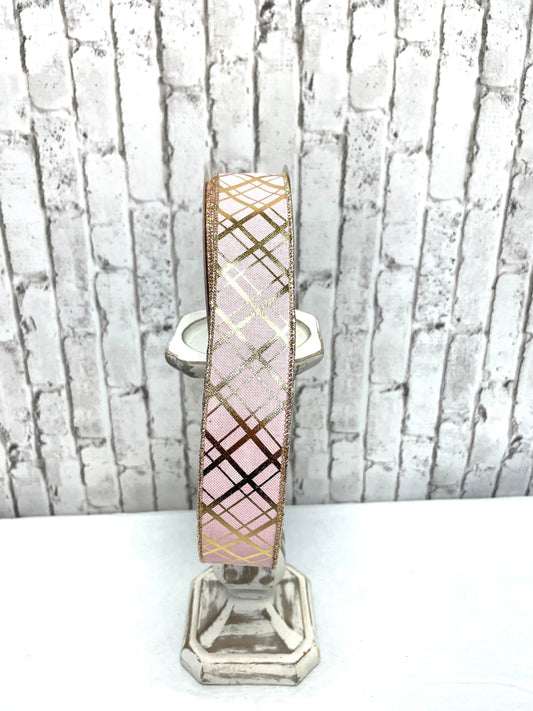 pink gold diagonal striped ribbon, RGE1673T7
