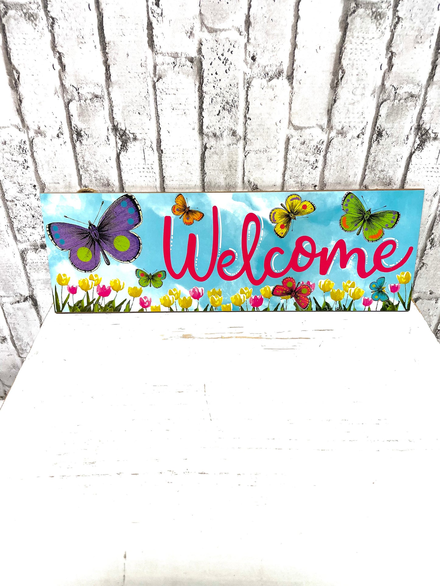 Spring welcome sign, AP802632,  butterfly welcome sign, summer sign, spring sign