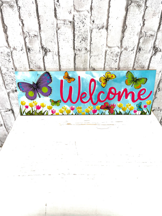 Spring welcome sign, AP802632,  butterfly welcome sign, summer sign, spring sign