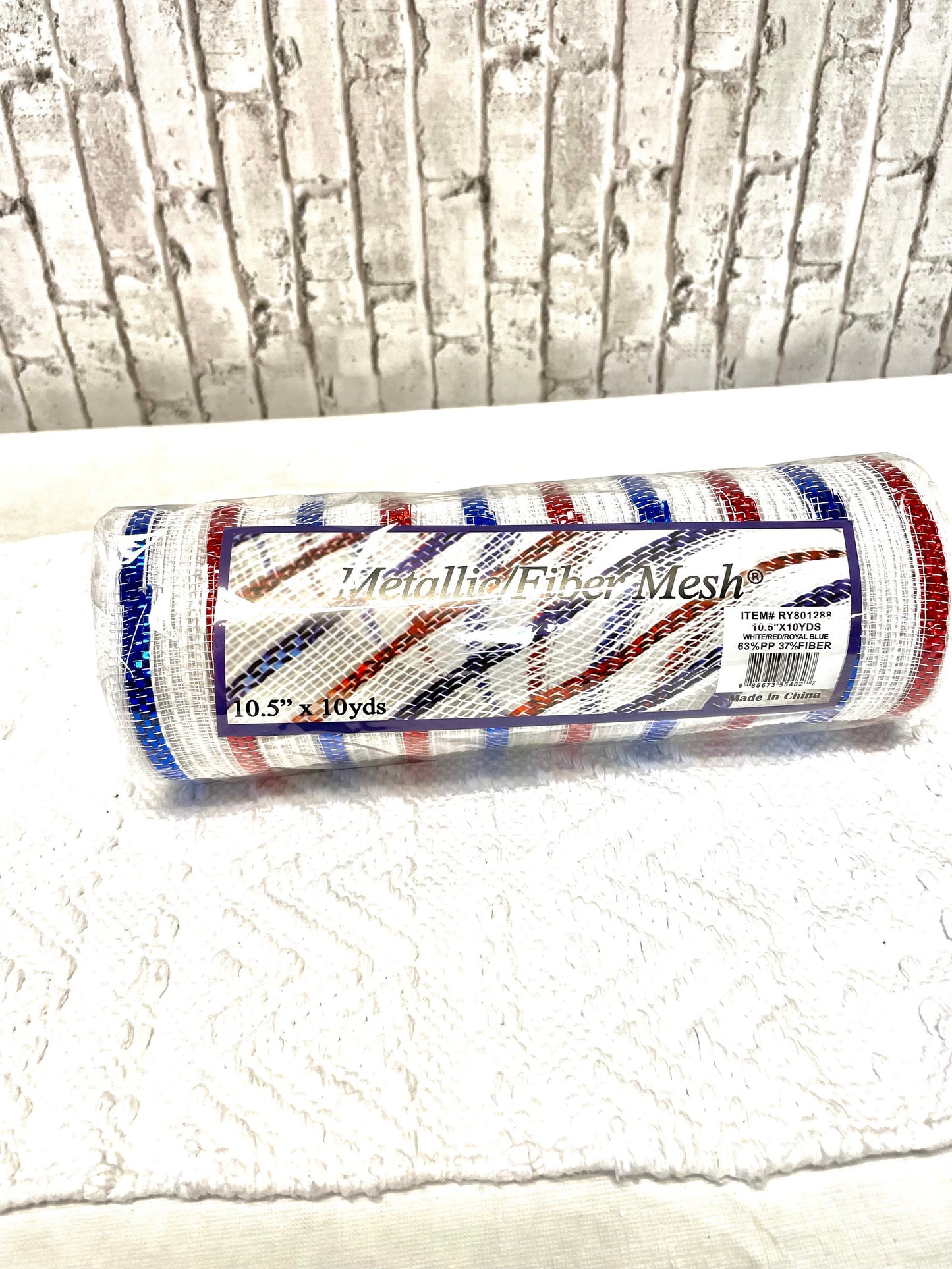 White mesh with red blue stripes, RY801288, white mesh, patriotic mesh, Memorial Day mesh, July 4th mesh, Veterans Day mesh