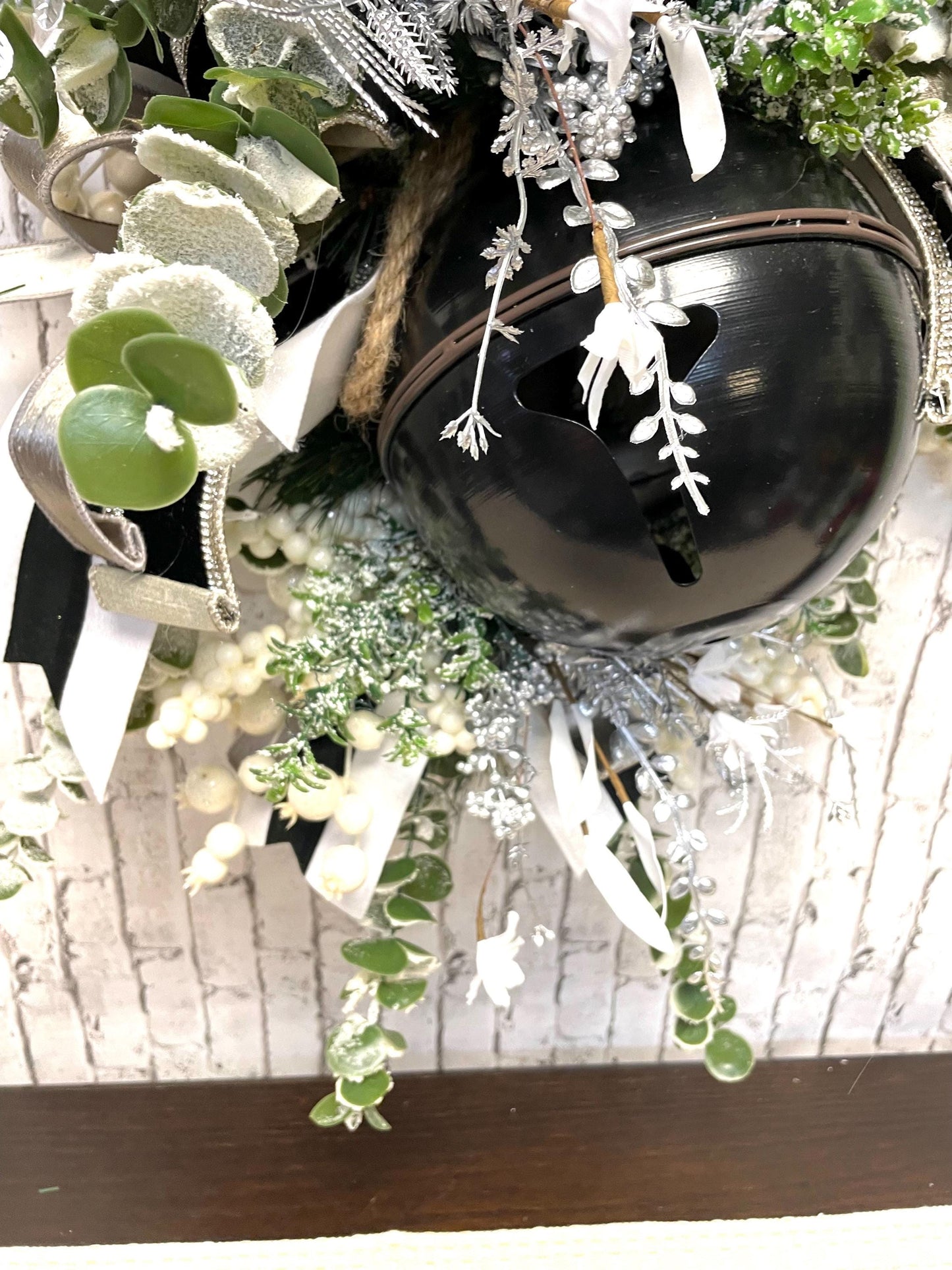modern rustic xxl black and white bell Christmas swag, xxl country black bell Christmas decor, Christmas wall decor, shipping included