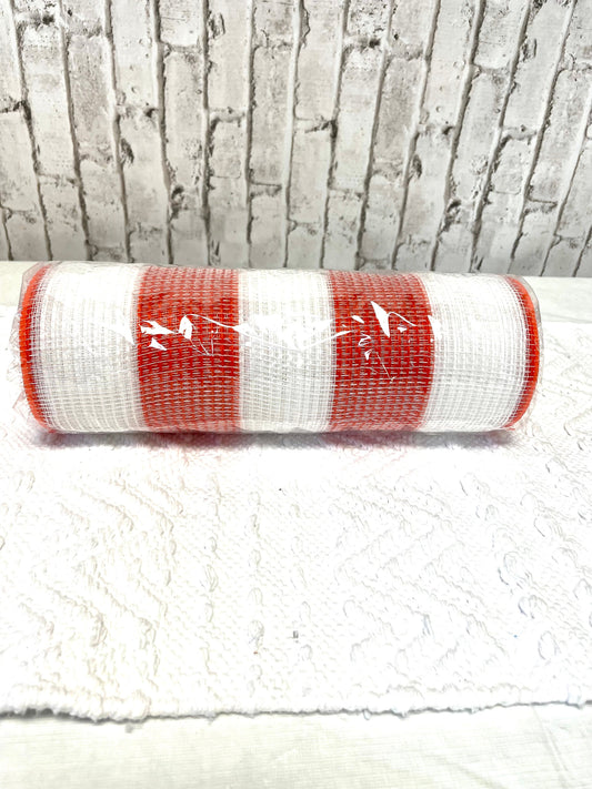 Halloween mesh, RY8314J7, orange white wide stripe mesh, Easter Mesh