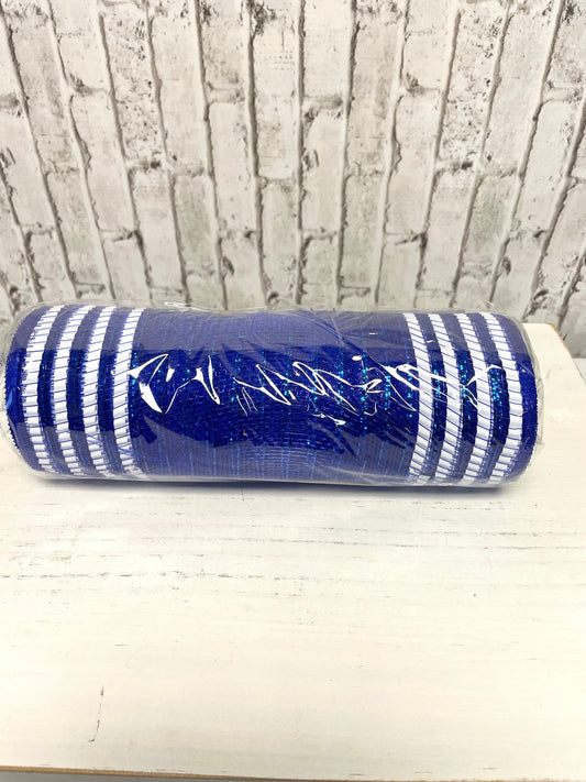 Royal blue mesh, RY851665, Royal blue white border mesh, patriotic mesh, July 4th mesh, Memorial Day mesh, Veterans Day mesh