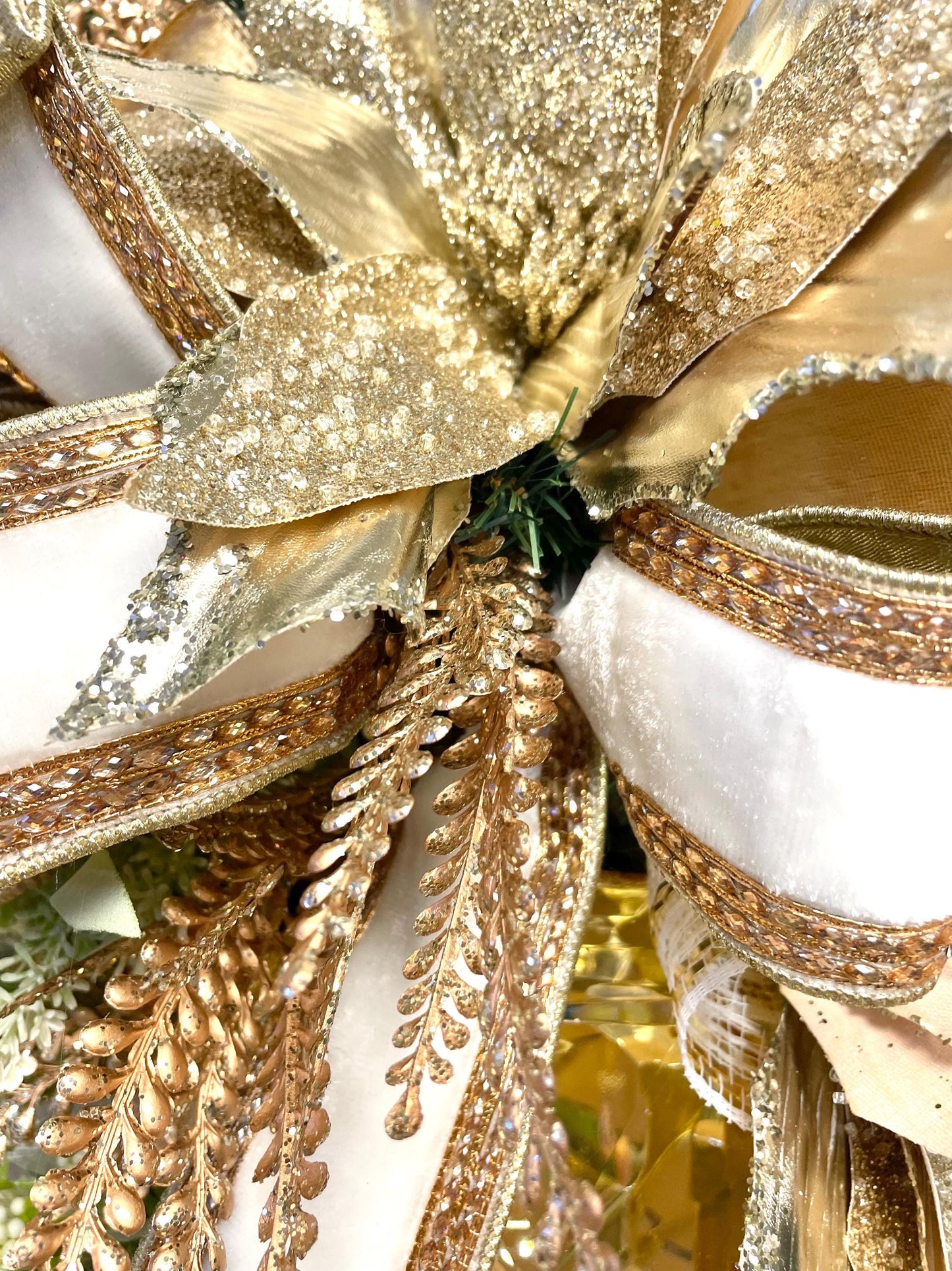 Gold and white glam jewel swag, glam Christmas swag, white and Gold glam Christmas swag, Christmas decor, shipping included in price