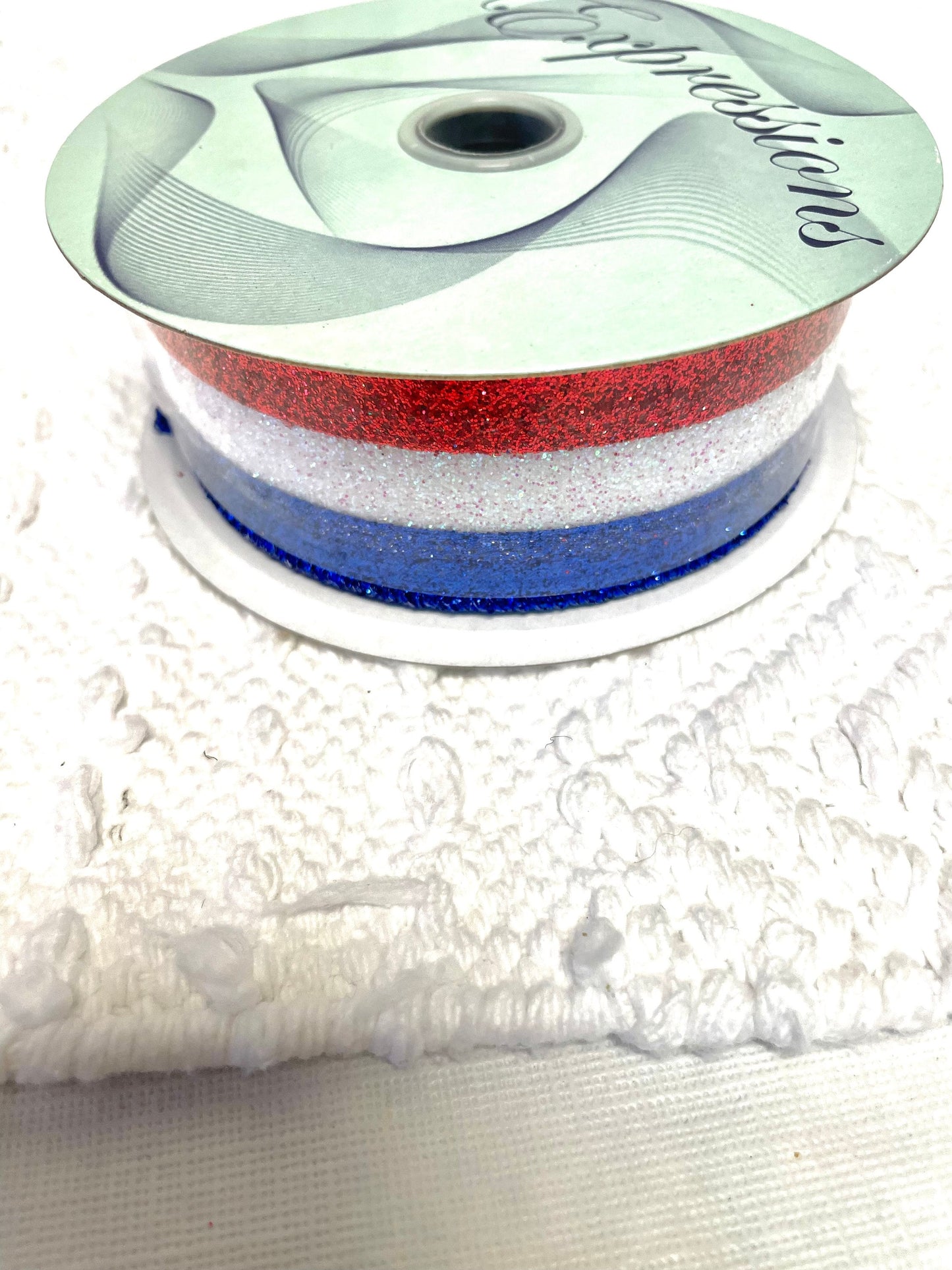 Patriotic ribbon, RM99177J, patriotic stripe ribbon, patriotic glitter ribbon, glitter ribbon, summer ribbon, spring ribbon