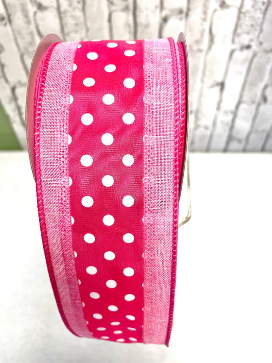 Hot pink poke a dot wired ribbon, RG813814