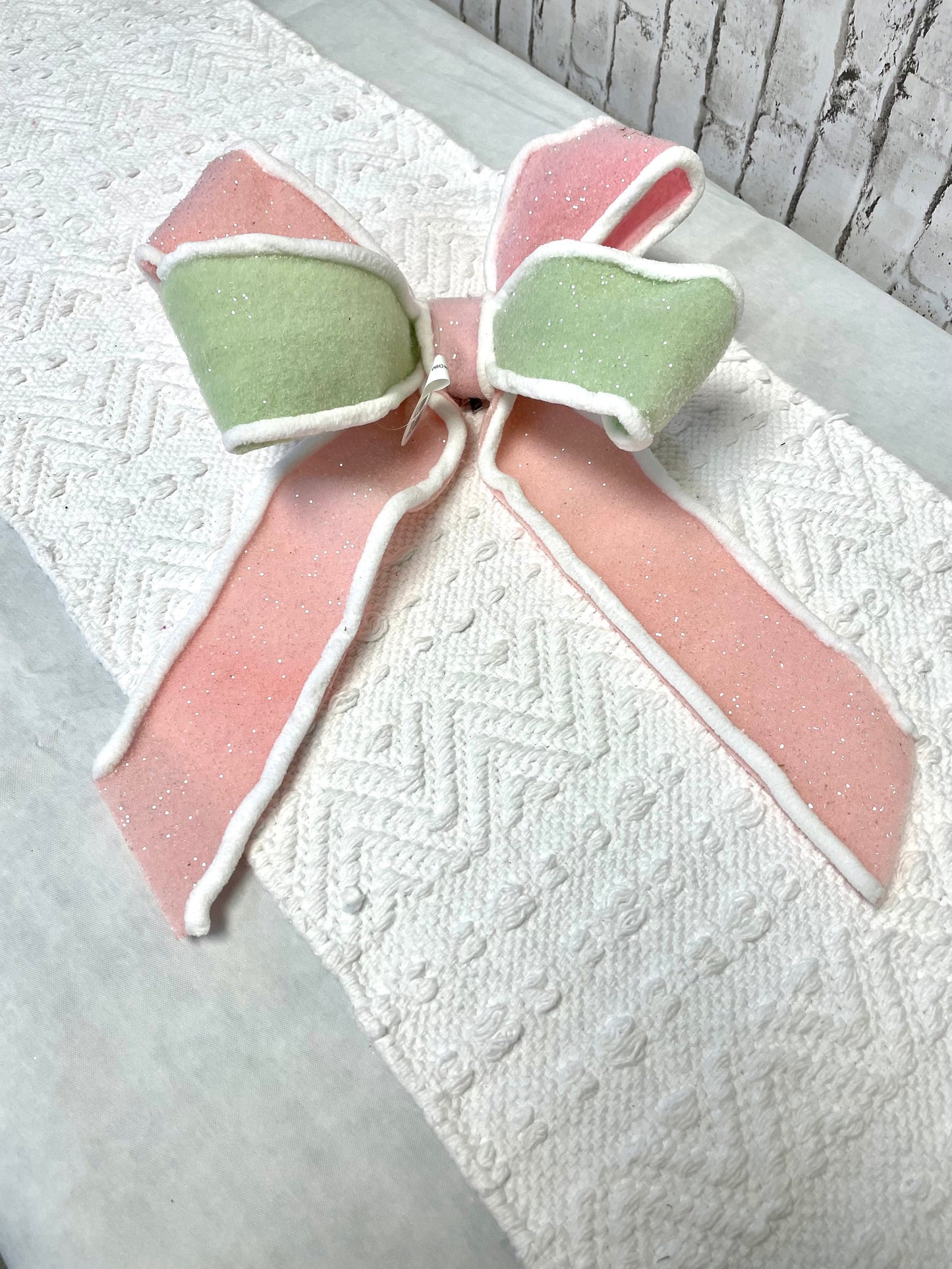 Pastel bow, premade bow, mint pink bow, MTX68866