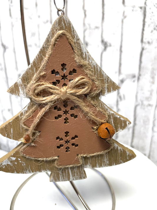 wood tree Christmas ornament
