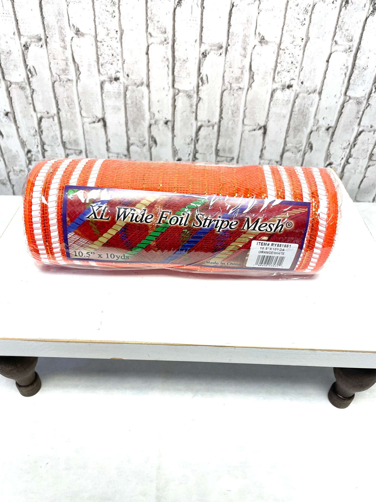 Orange metallic border mesh, RY851681, spring mesh, summer mesh, Halloween mesh, fall mesh, orange mesh