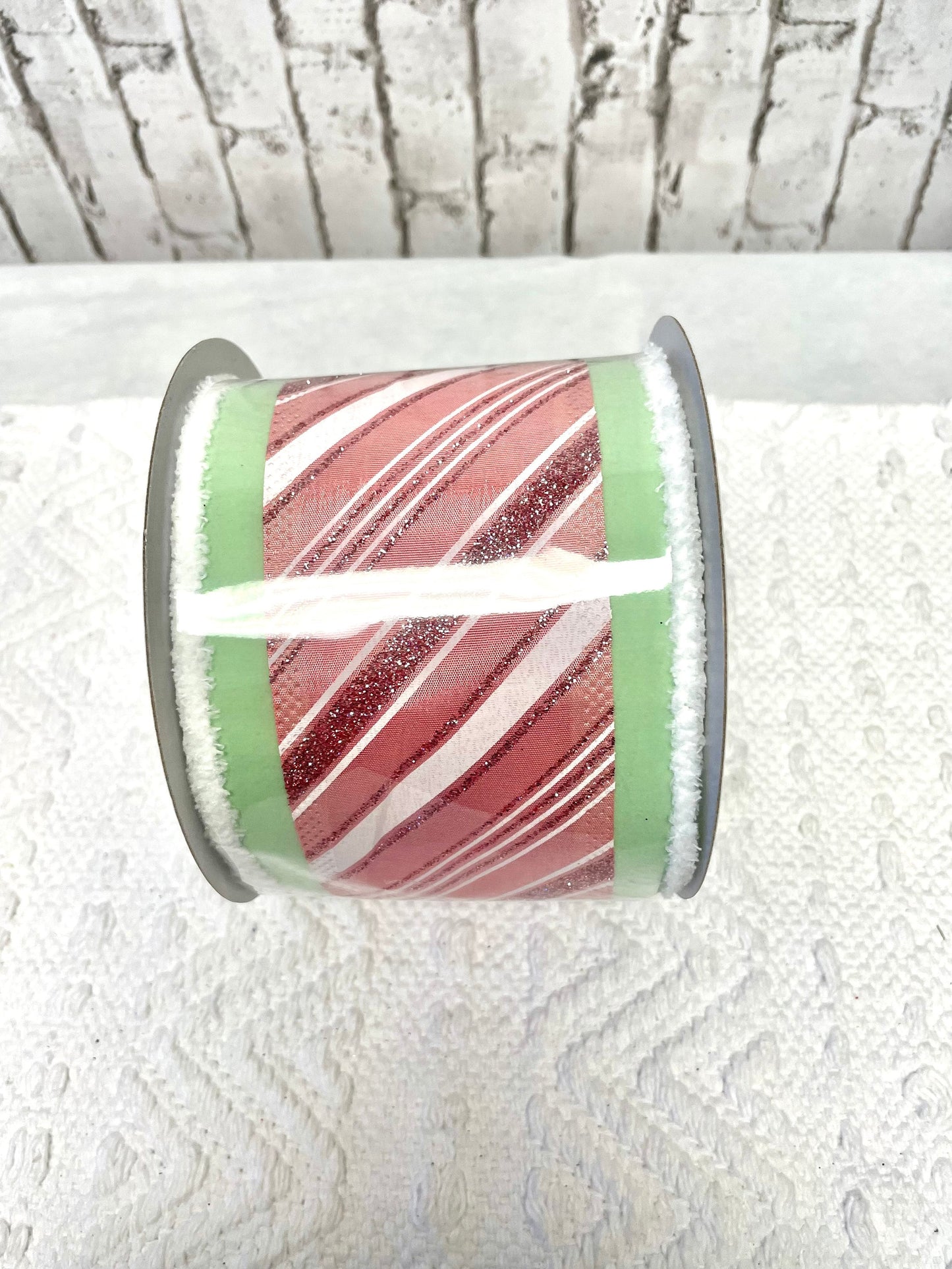 Green pastel peppermint ribbon, 4 inch pastel candy ribbon, MTX69716, Regency 4 inch candy theme ribbon
